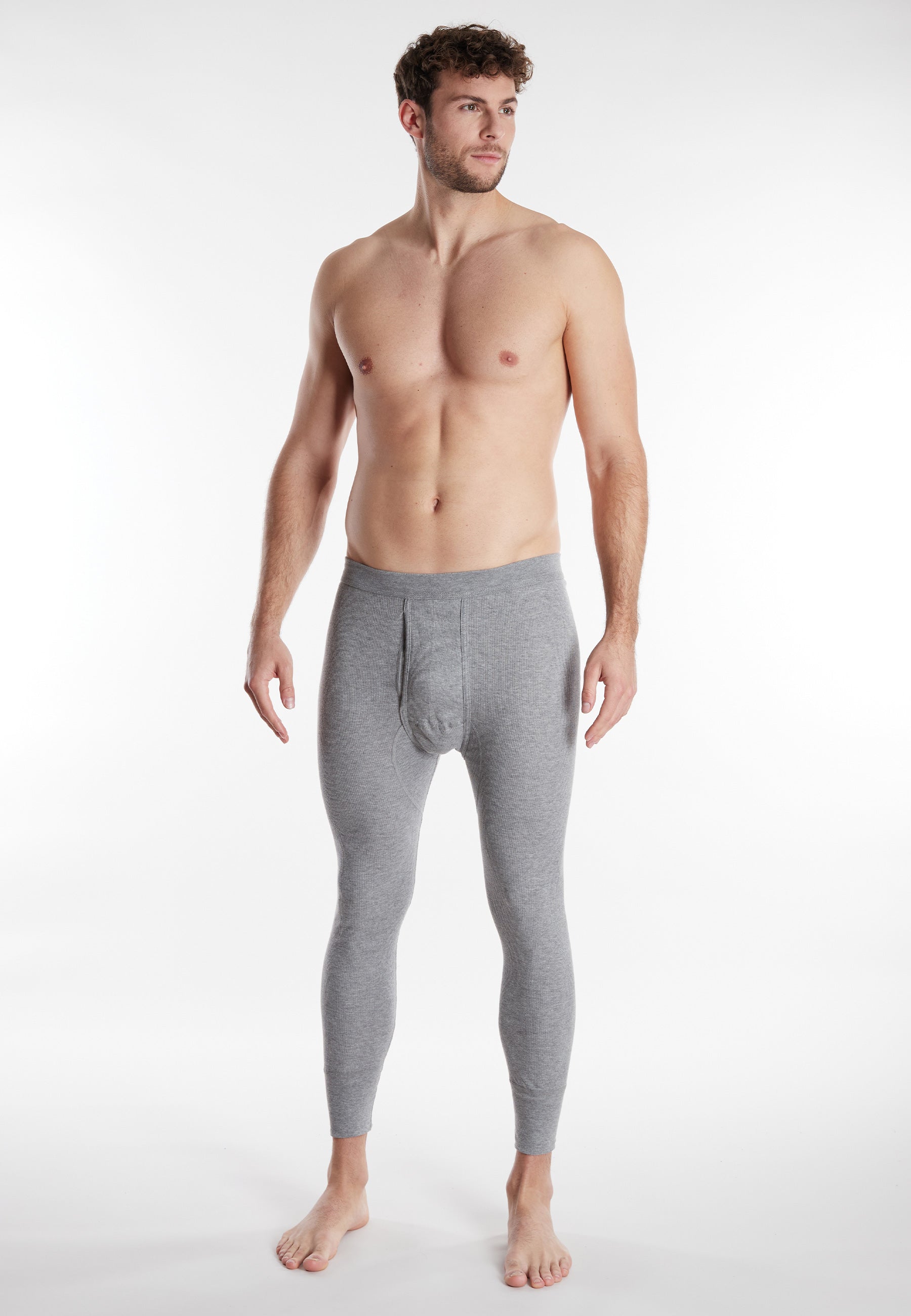 CECEBA Herren lange Unterhose grau uni