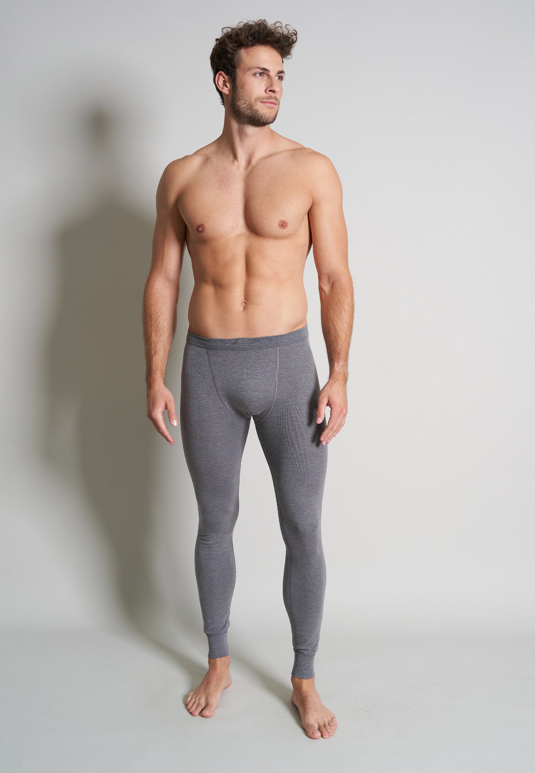 CECEBA Herren lange Unterhose grau uni