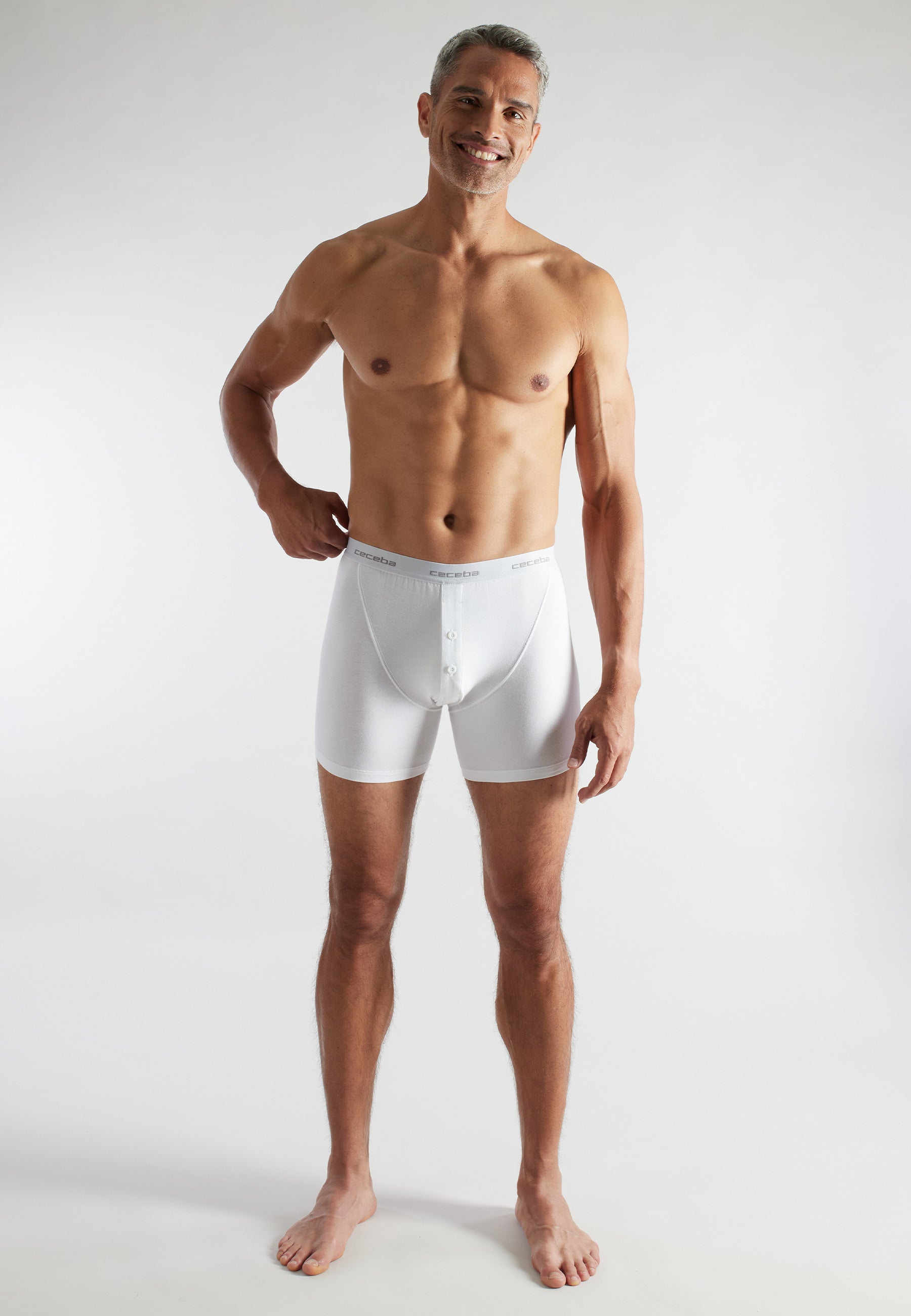 CECEBA Herren Long-Pants weiß uni 2er Pack