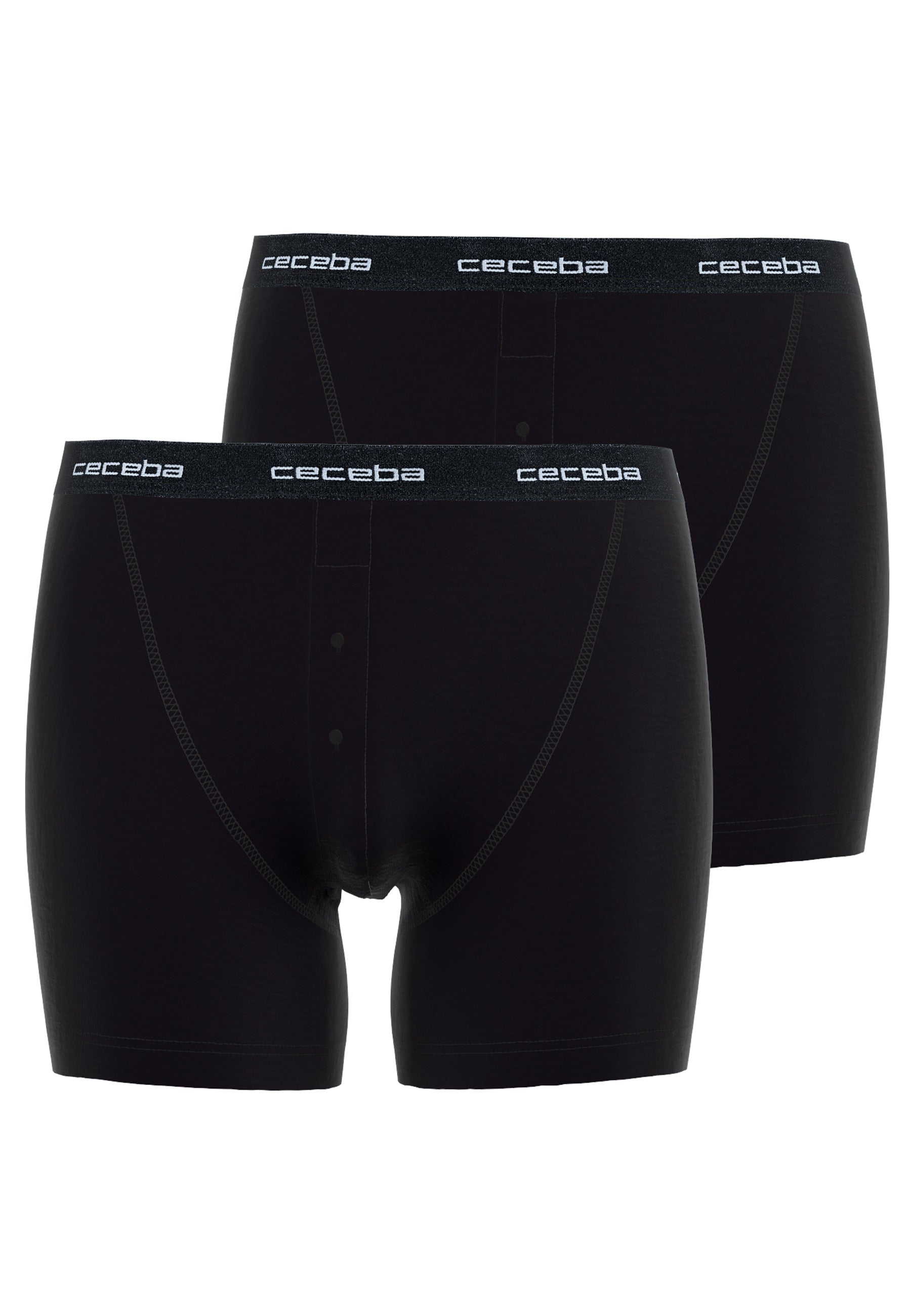 CECEBA Herren Long-Pants schwarz uni 2er Pack