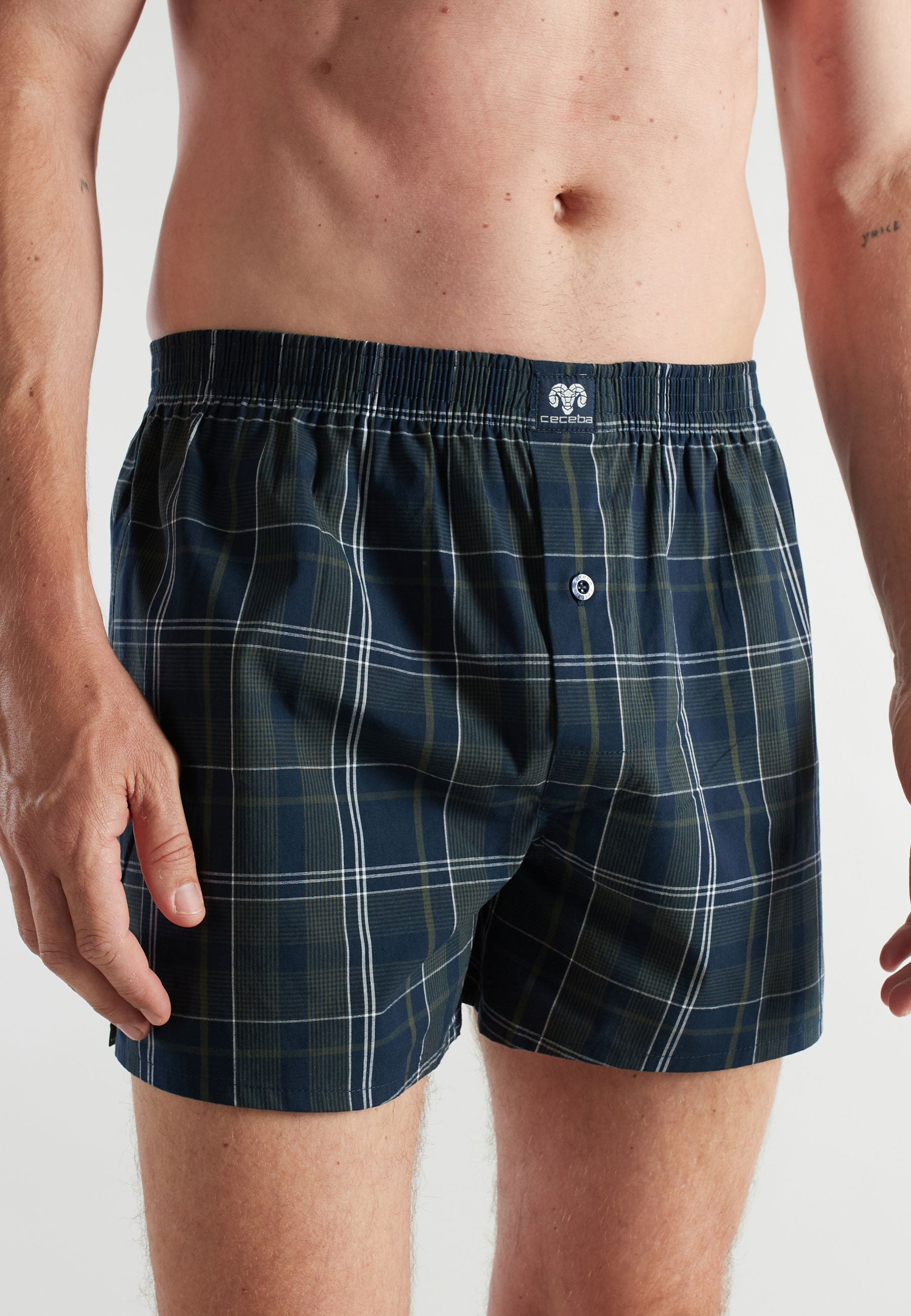 CECEBA Herren Boxershort blau uni 2er Pack