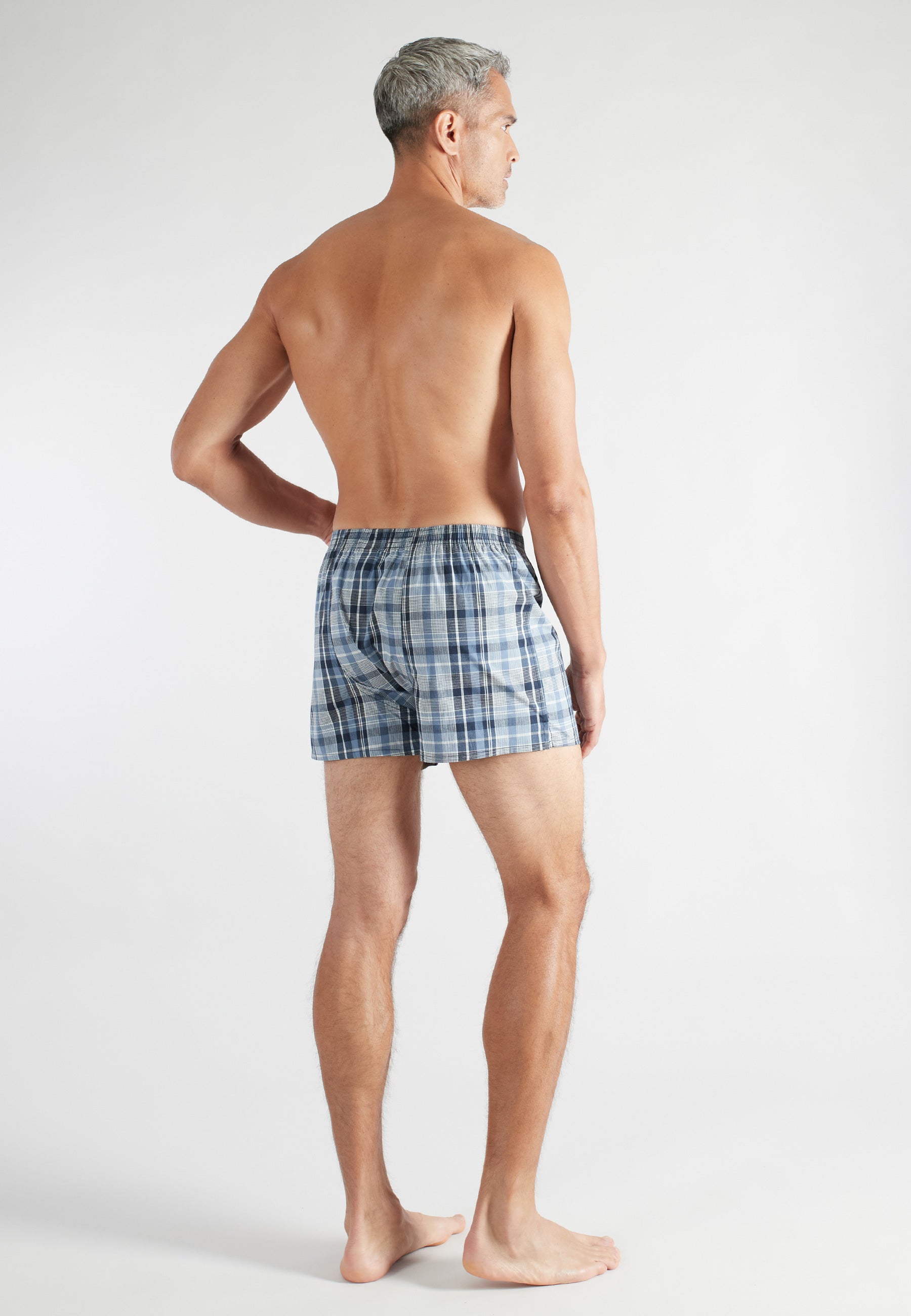 CECEBA men's boxer shorts, blue, plain, pack of 2