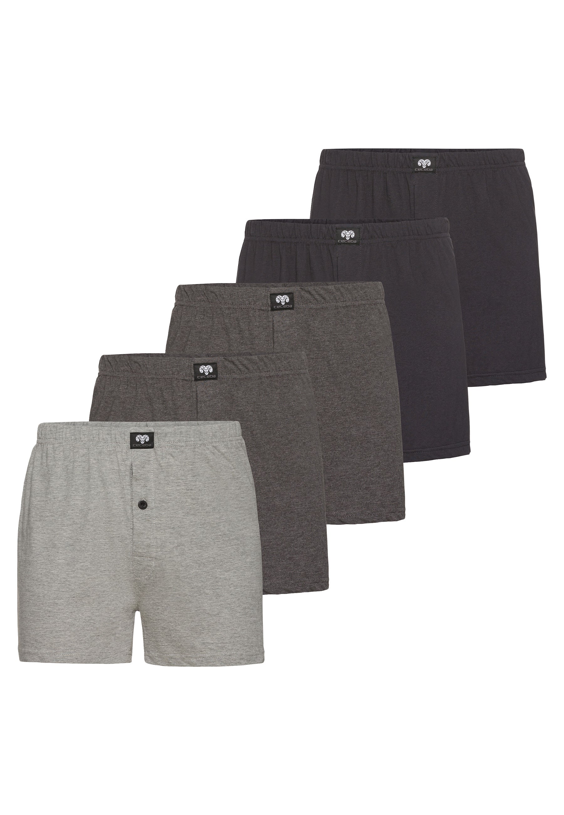 CECEBA Herren Boxershort grau uni 5er Pack
