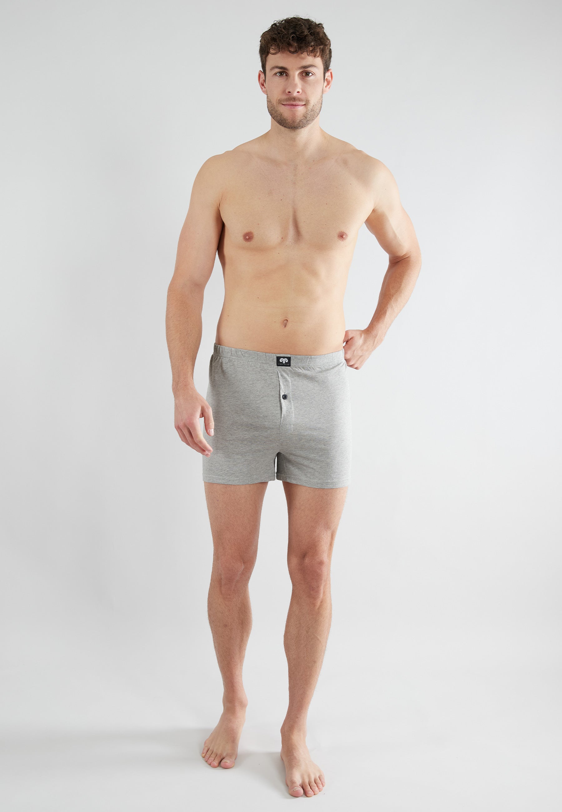 CECEBA Herren Boxershort grau uni 5er Pack