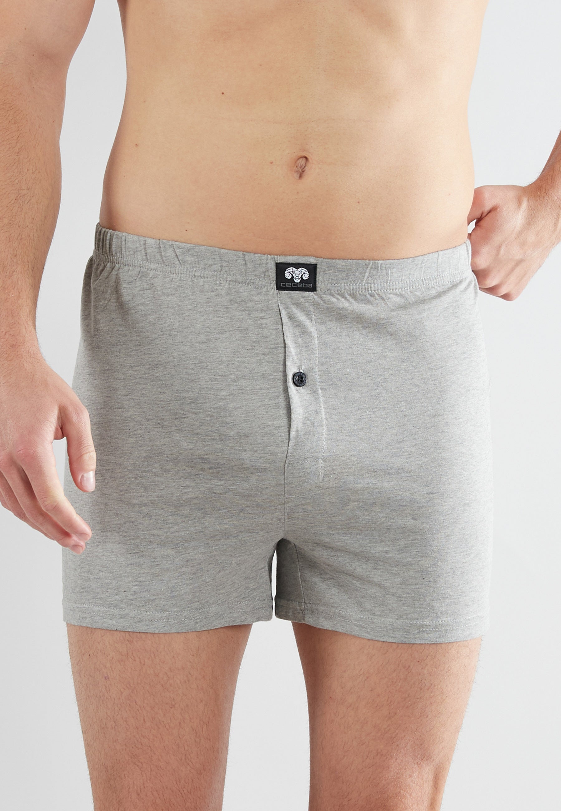 CECEBA Herren Boxershort grau uni 5er Pack
