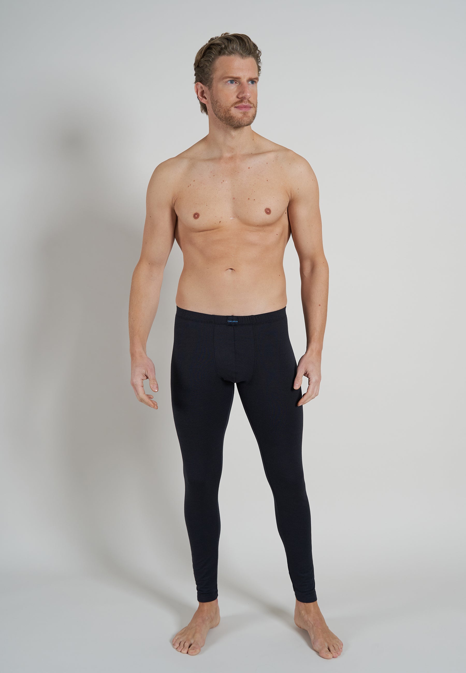 CECEBA Herren lange Unterhose schwarz uni