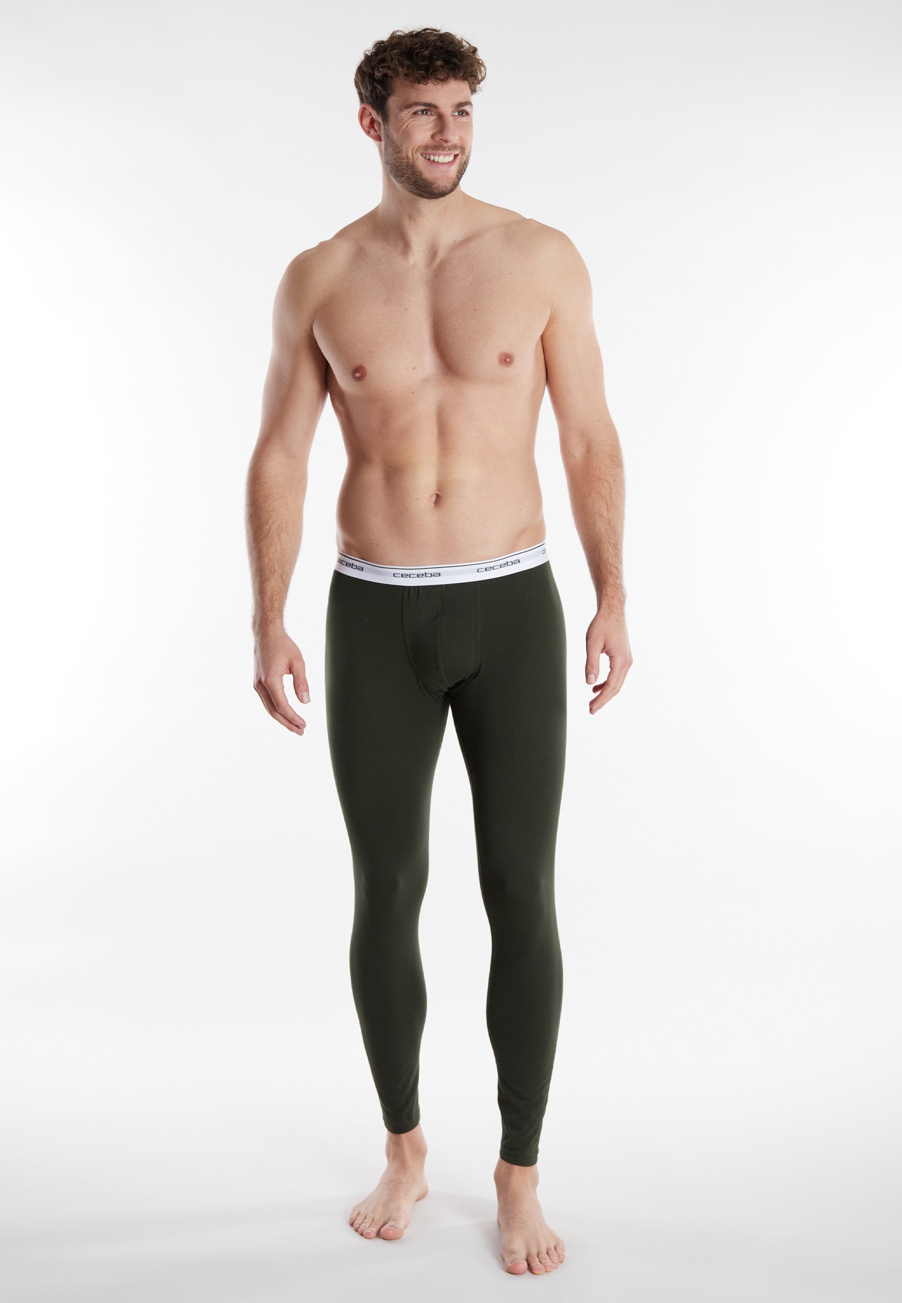 CECEBA Herren lange Unterhose grün uni