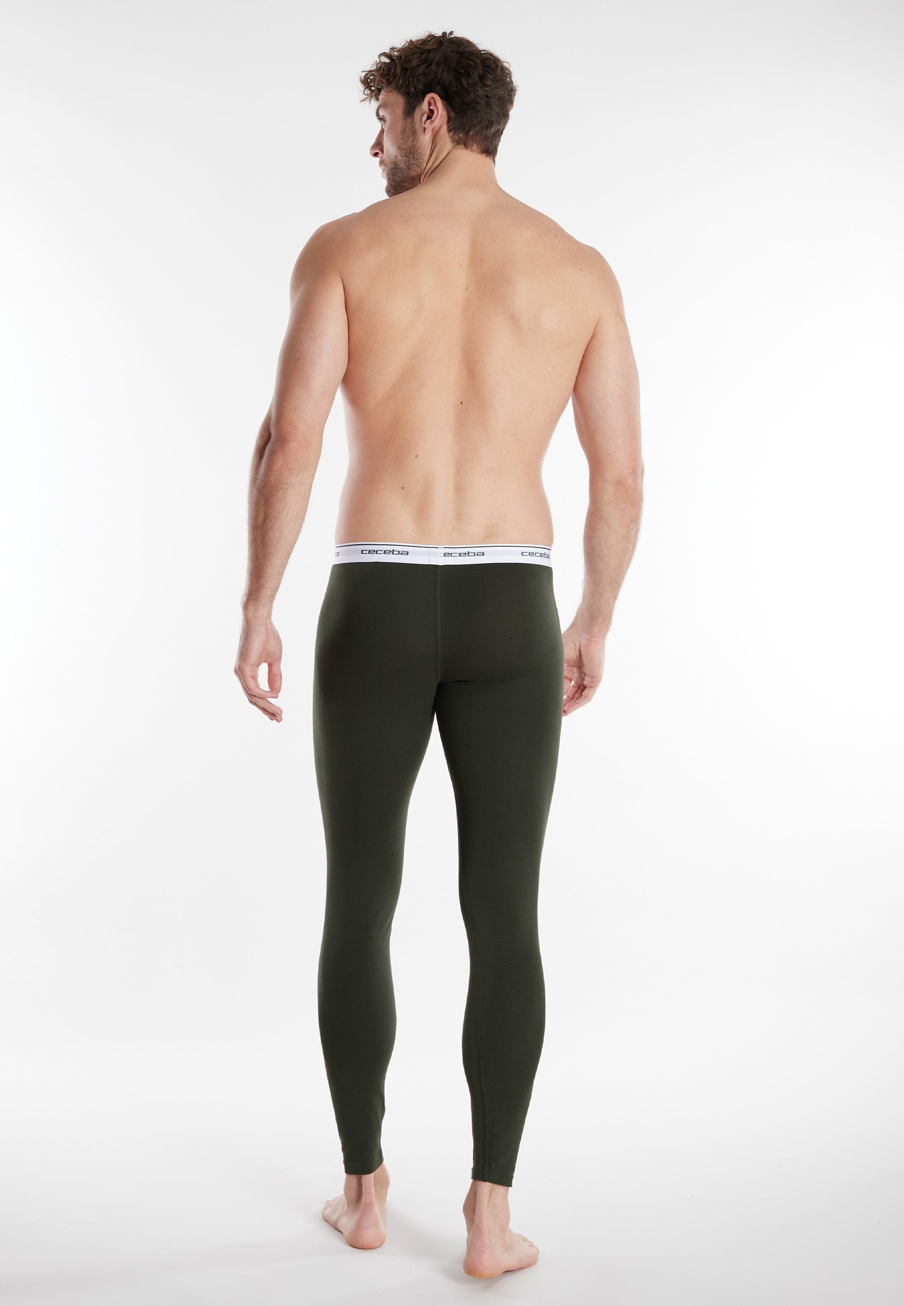 CECEBA Herren lange Unterhose grün uni