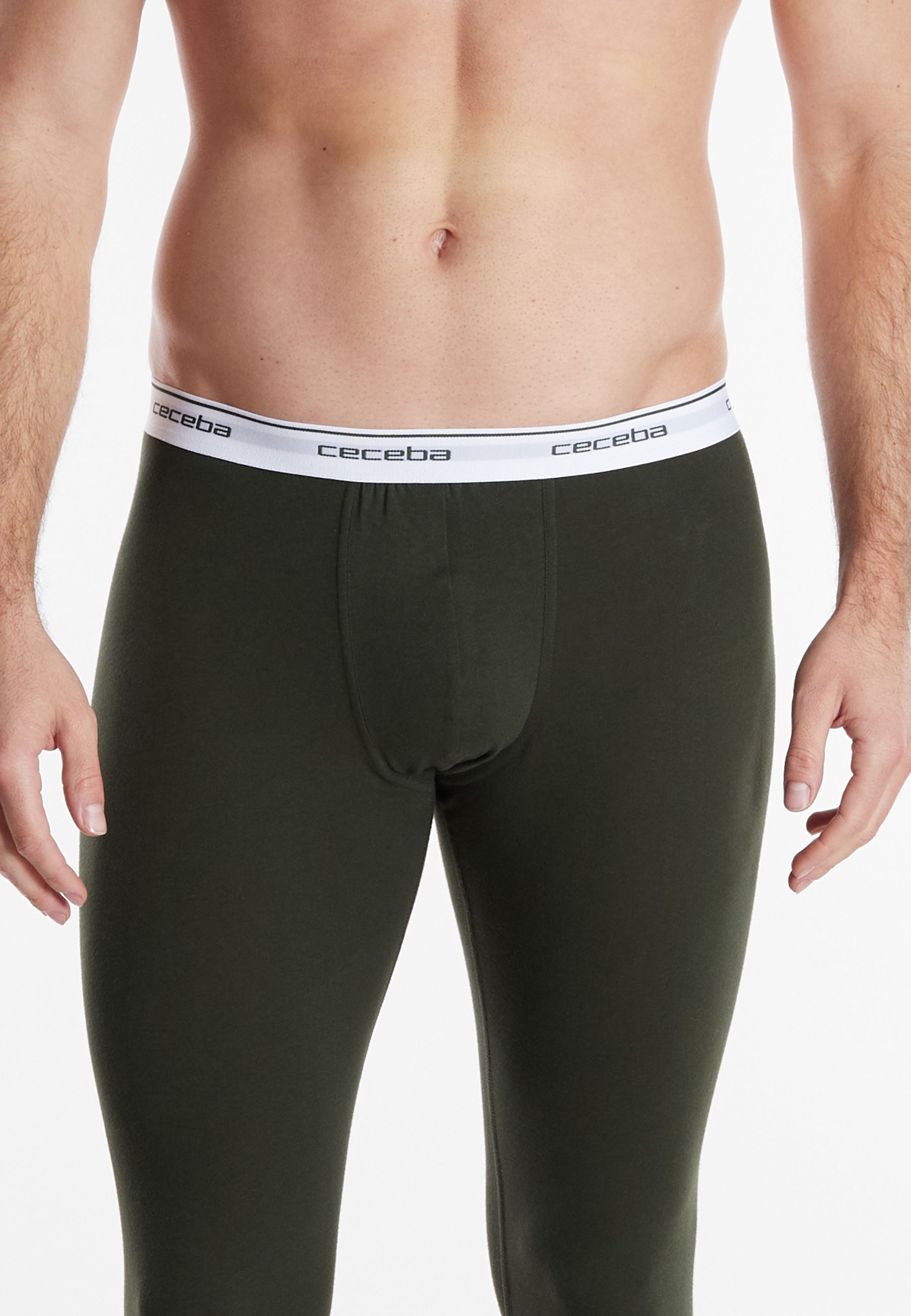 CECEBA Herren lange Unterhose grün uni