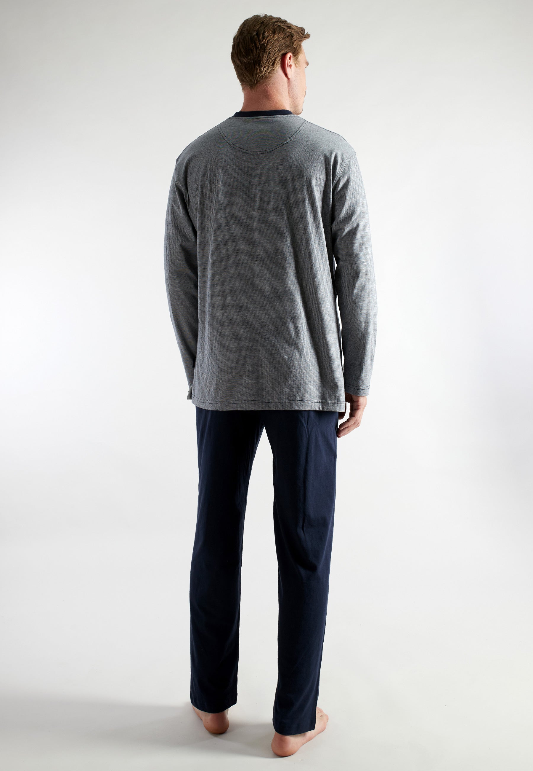 CECEBA Herren Pyjama blau quergestreift