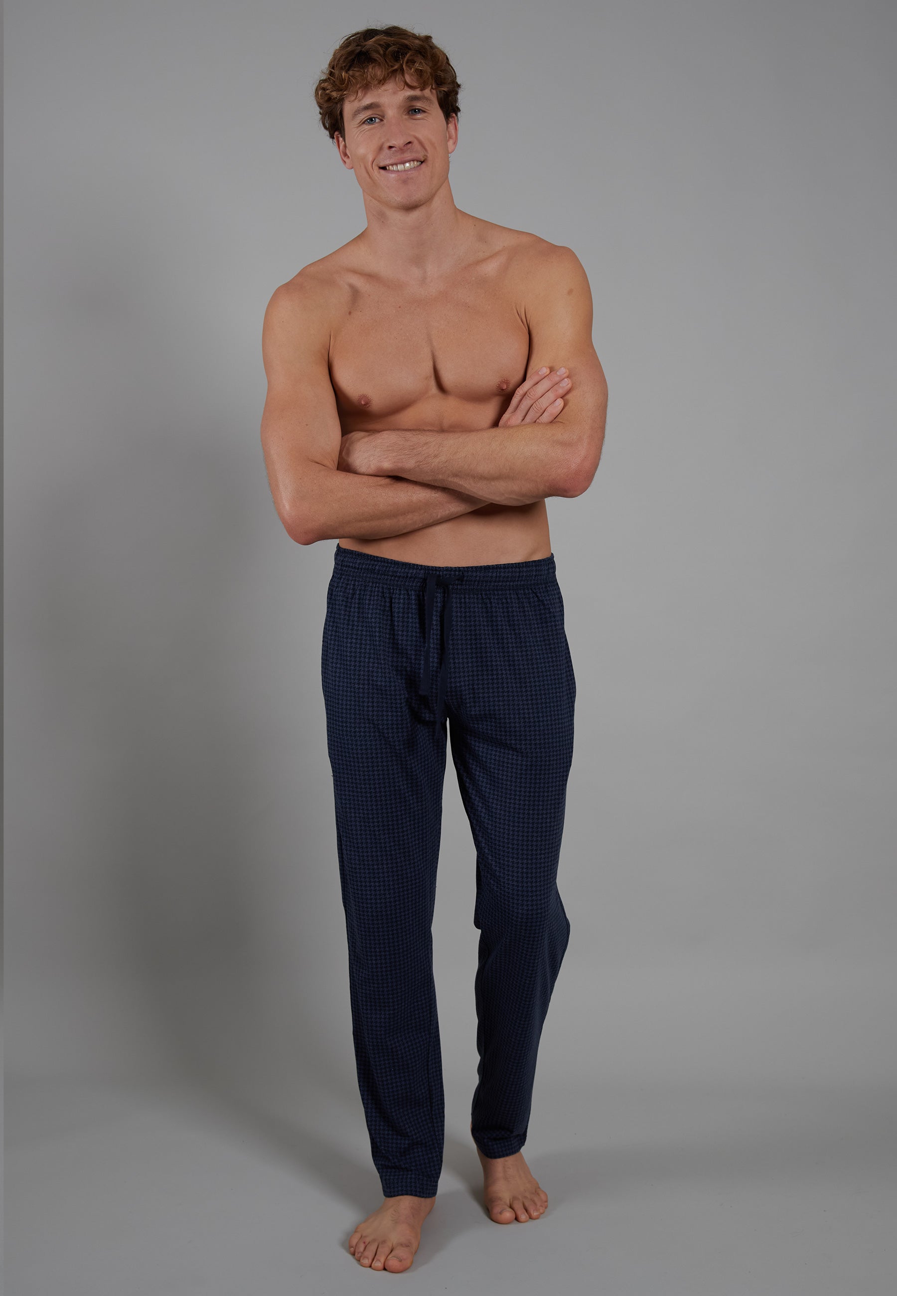 CECEBA Herren Lange-Hose blau bedruckt
