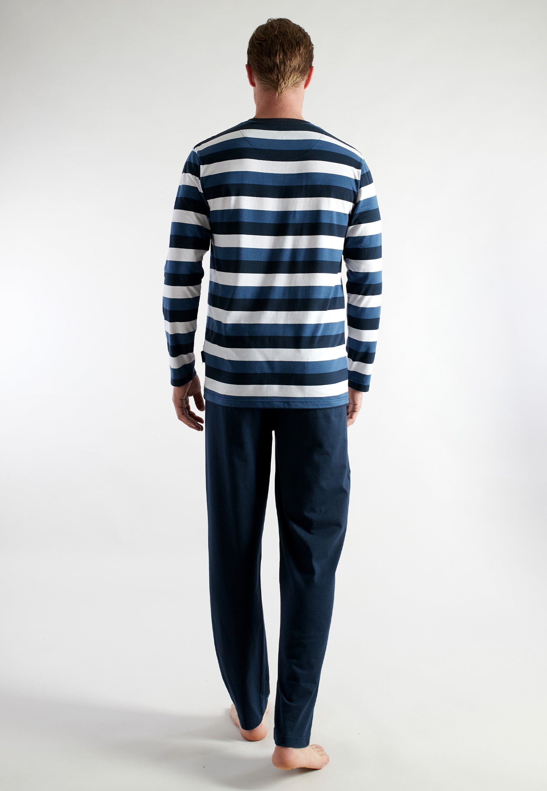 CECEBA Herren Pyjama blau quergestreift