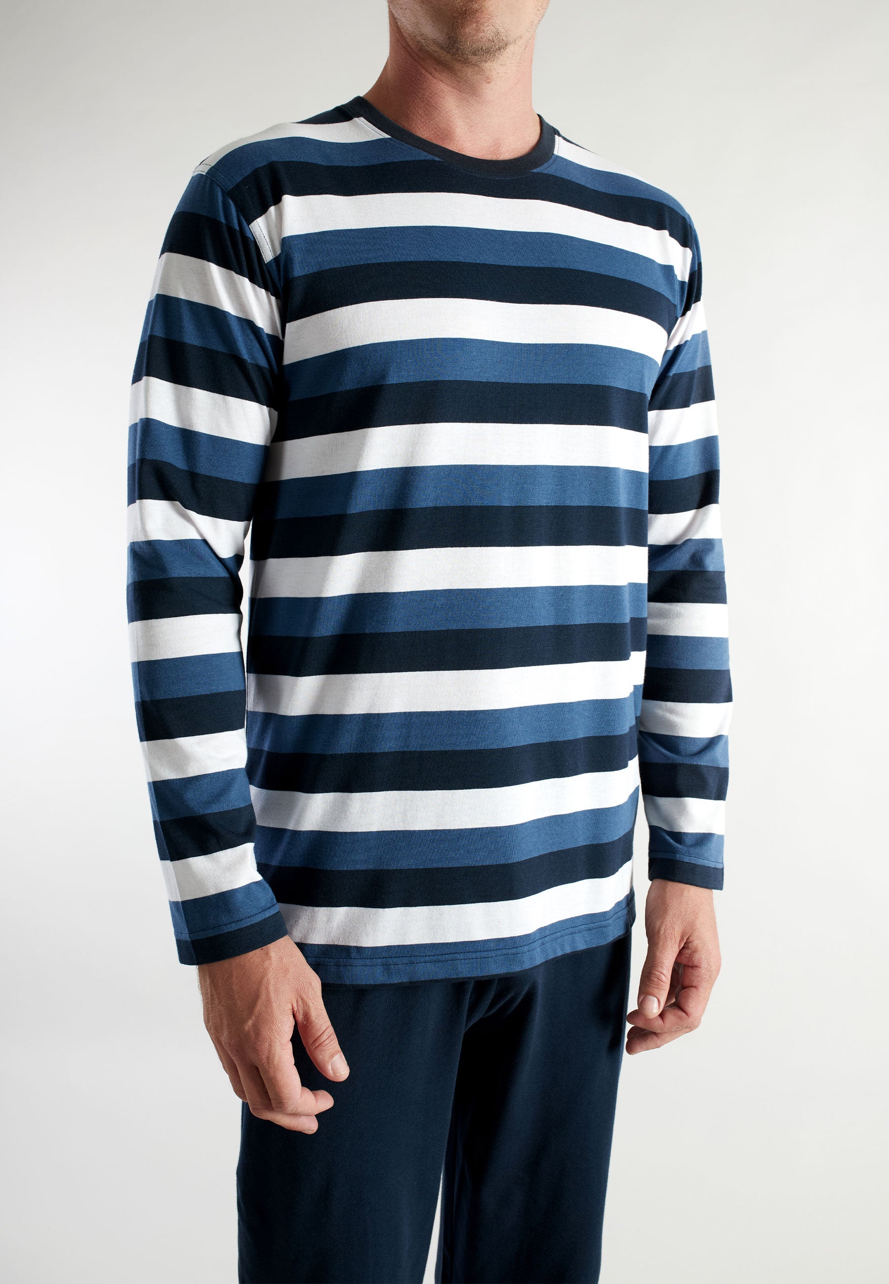 CECEBA Herren Pyjama blau quergestreift