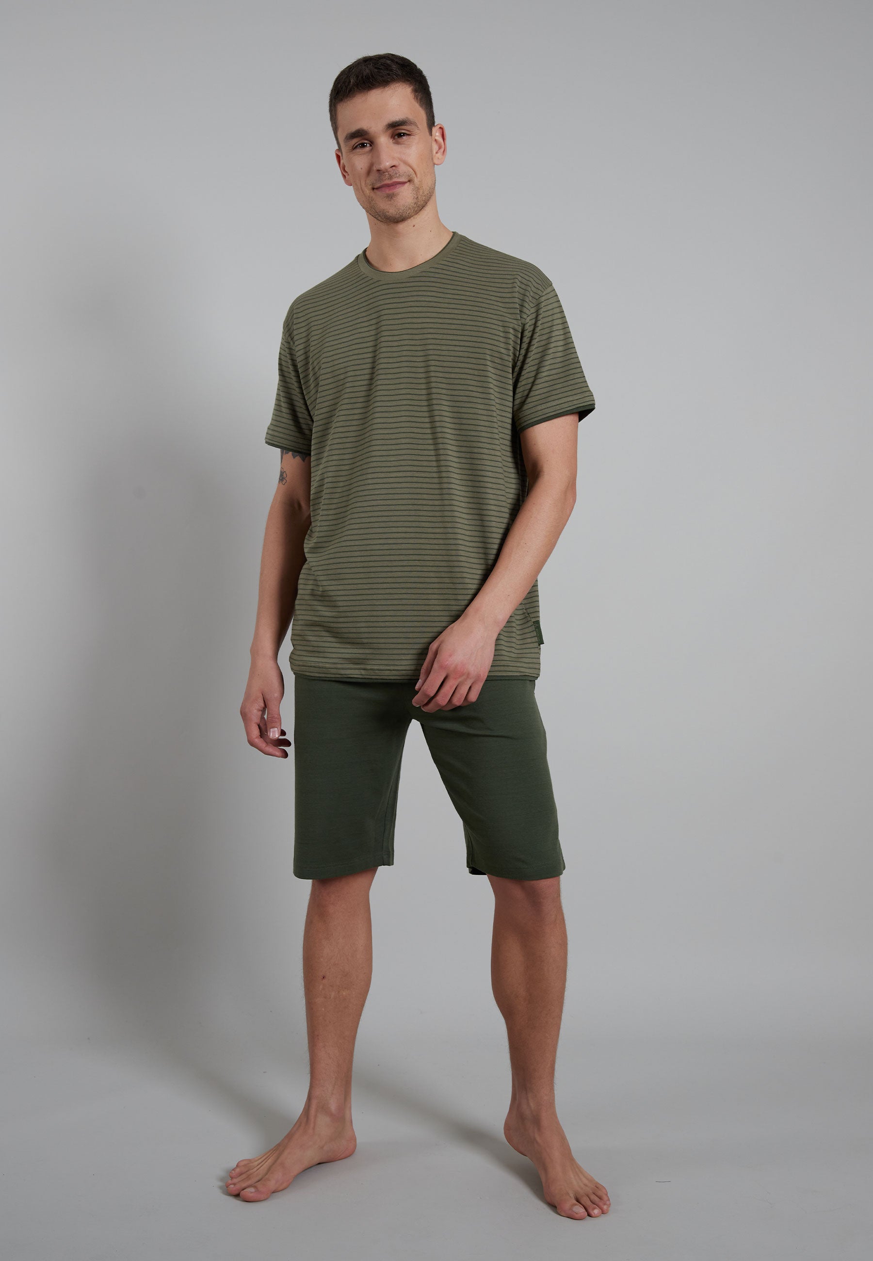 CECEBA Herren Shorty grün quergestreift