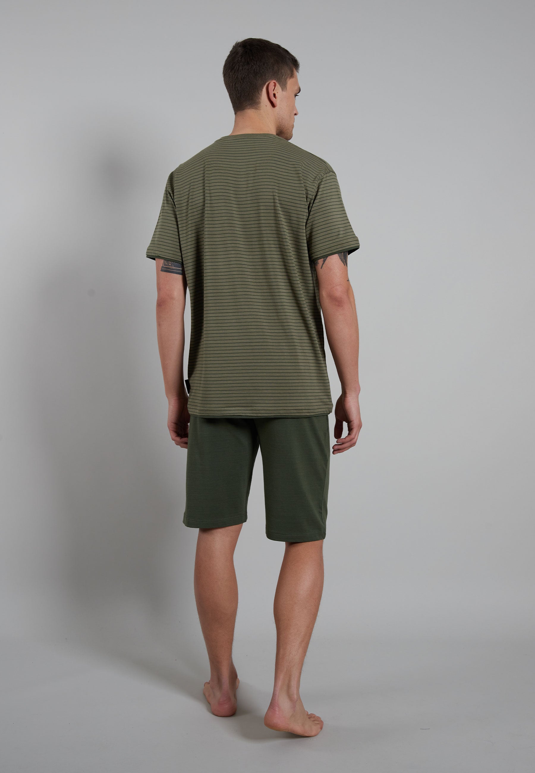 CECEBA Herren Shorty grün quergestreift