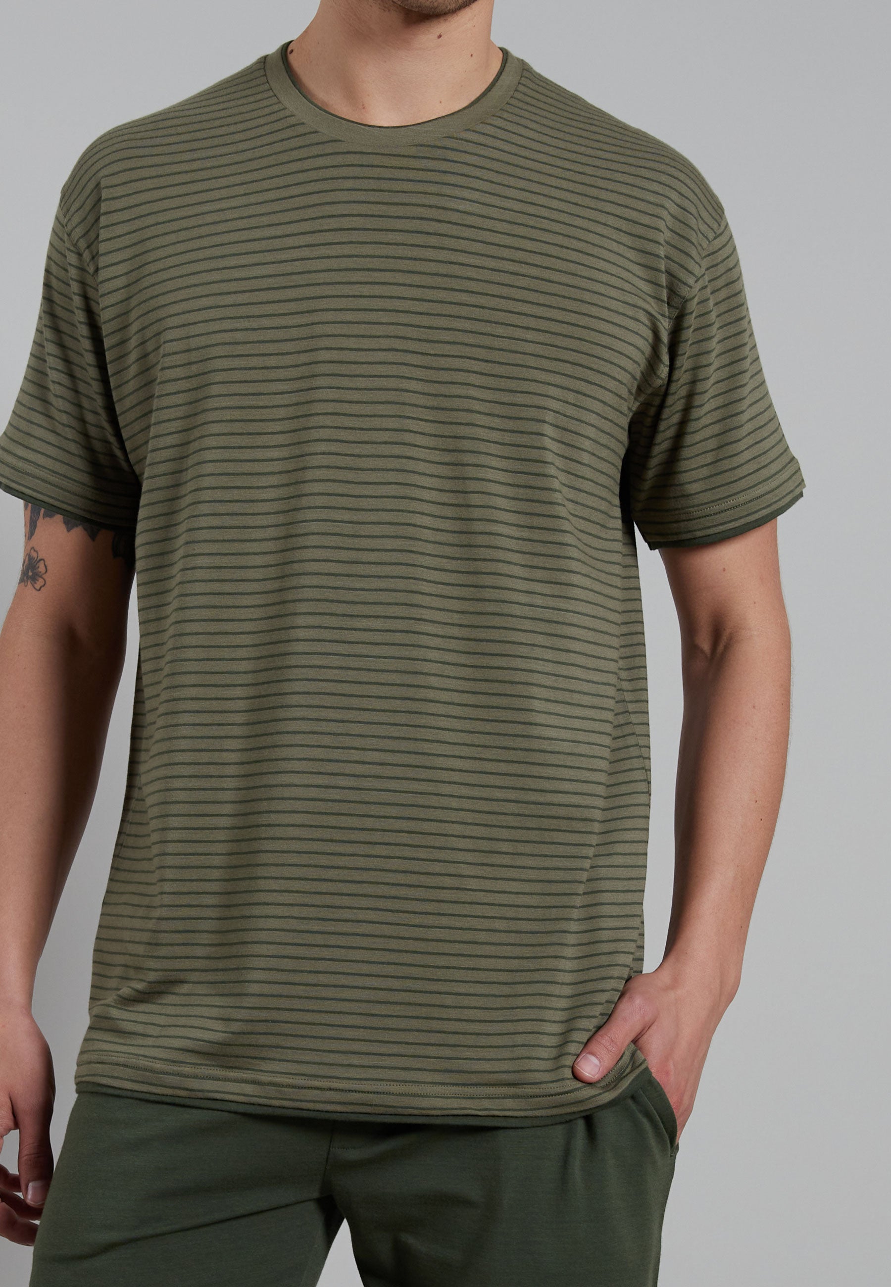 CECEBA Herren Shorty grün quergestreift