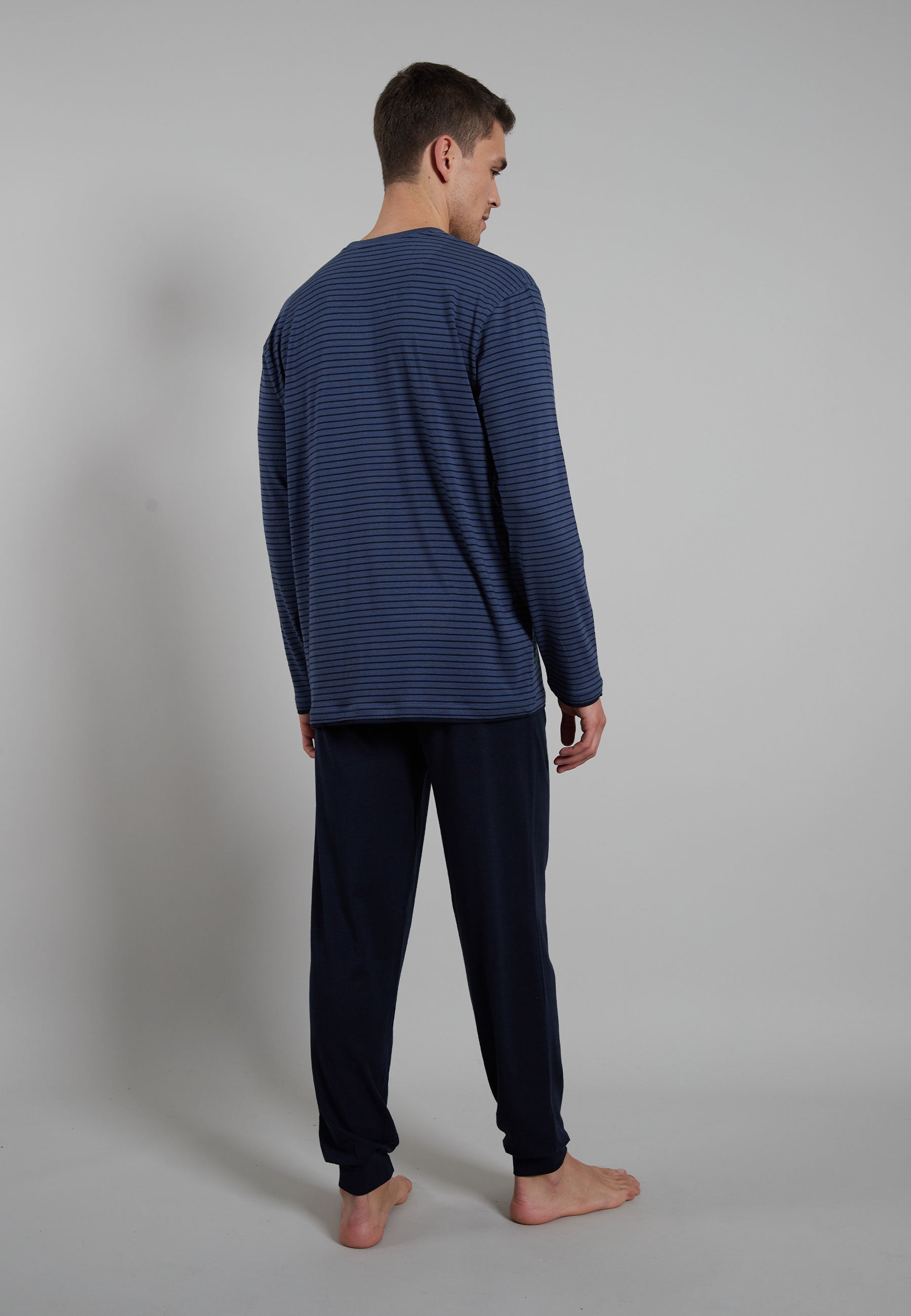 CECEBA Herren Pyjama blau längsgestreift