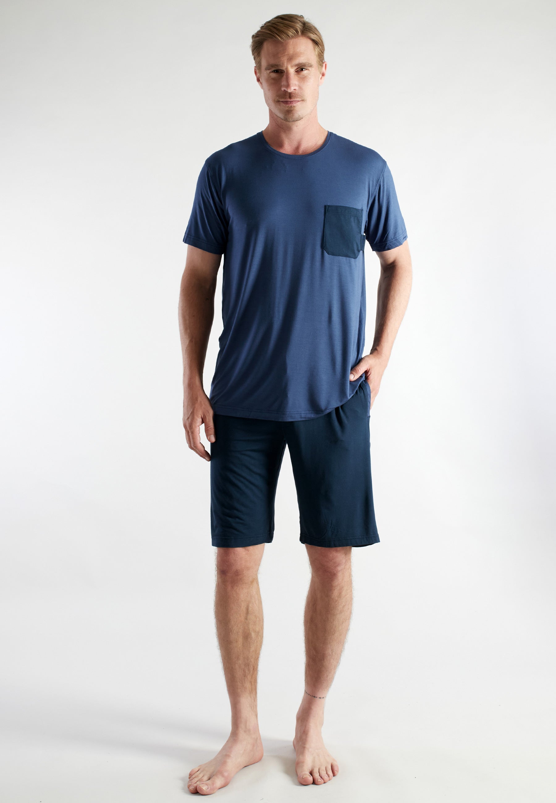 CECEBA Herren Shorty blau uni