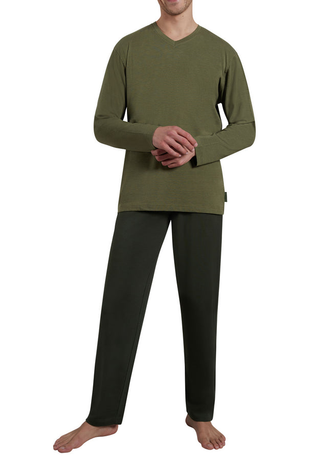 CECEBA Herren Pyjama grün uni