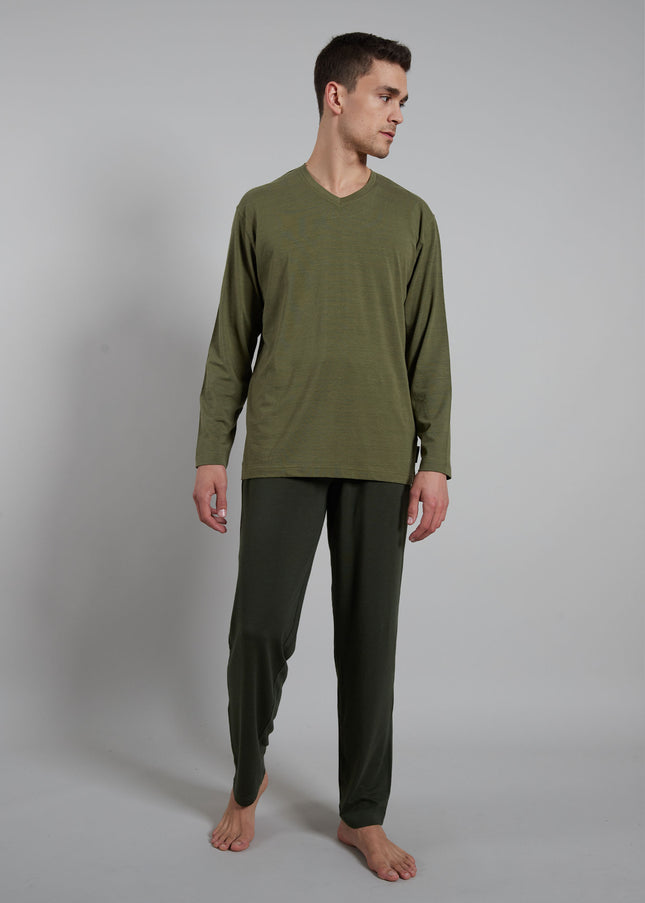 CECEBA Herren Pyjama grün uni