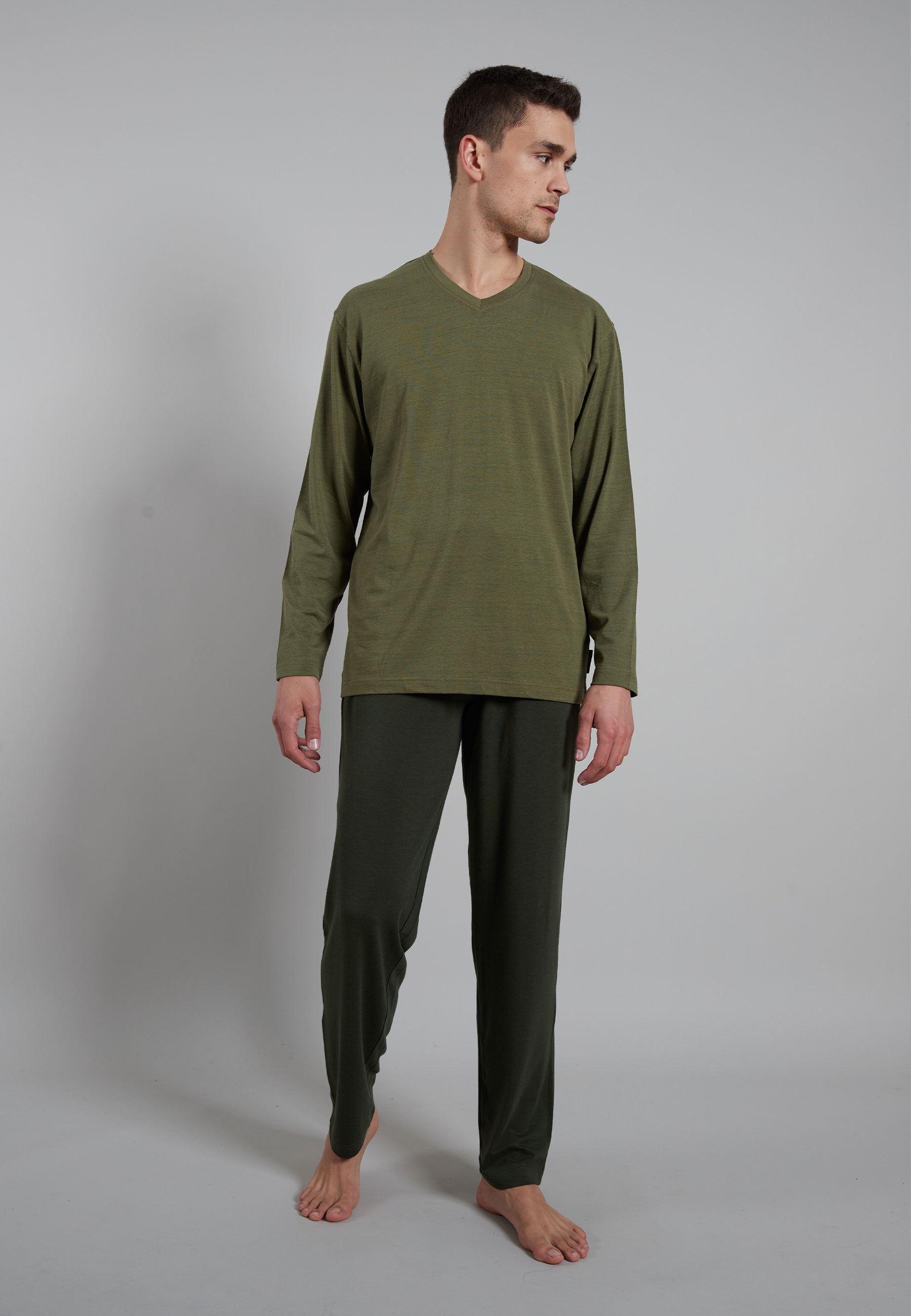 CECEBA Herren Pyjama grün uni