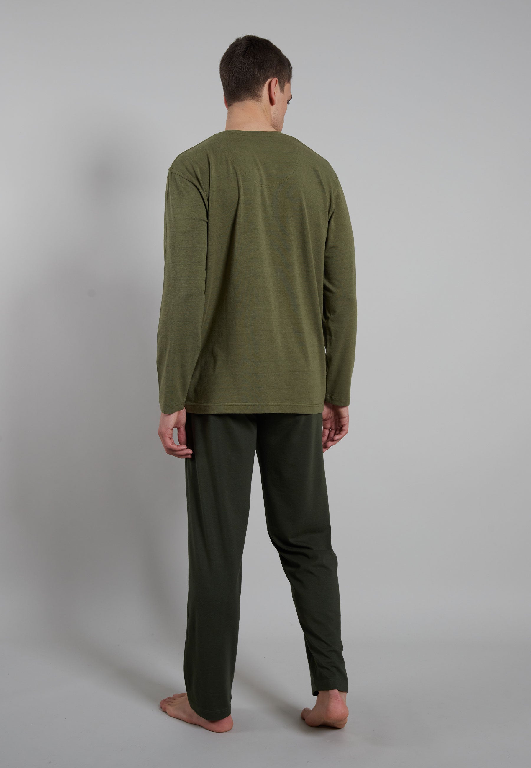 CECEBA Herren Pyjama grün uni