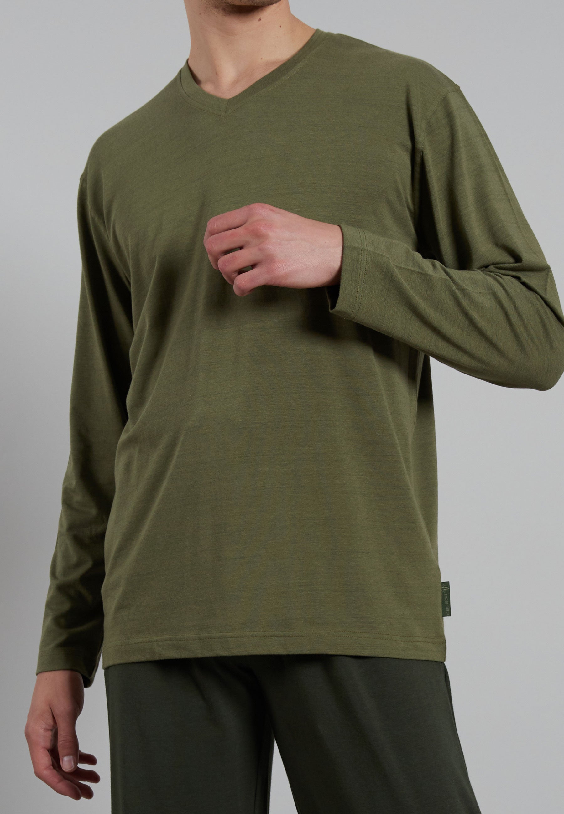 CECEBA Herren Pyjama grün uni