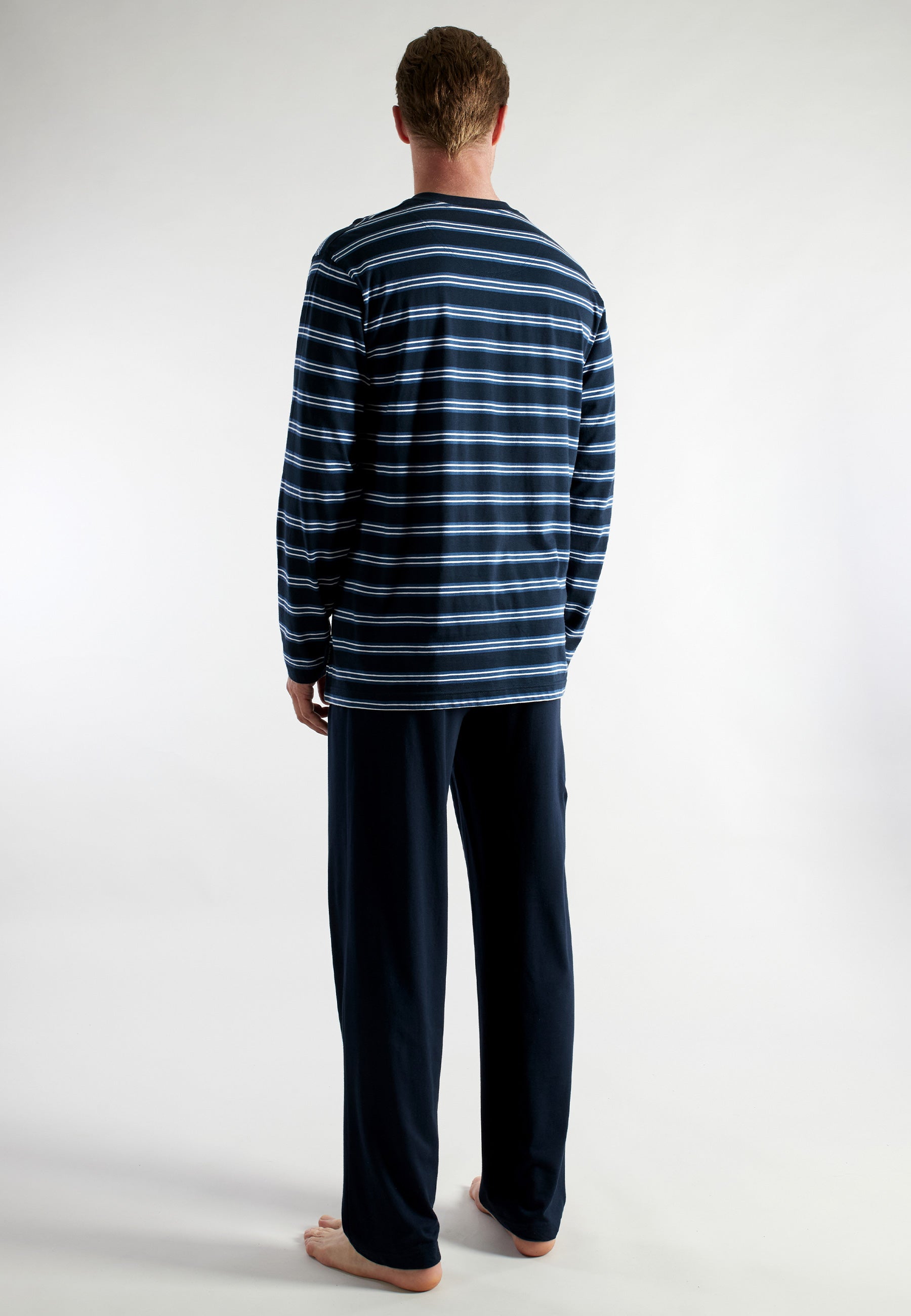 CECEBA Herren Pyjama blau quergestreift