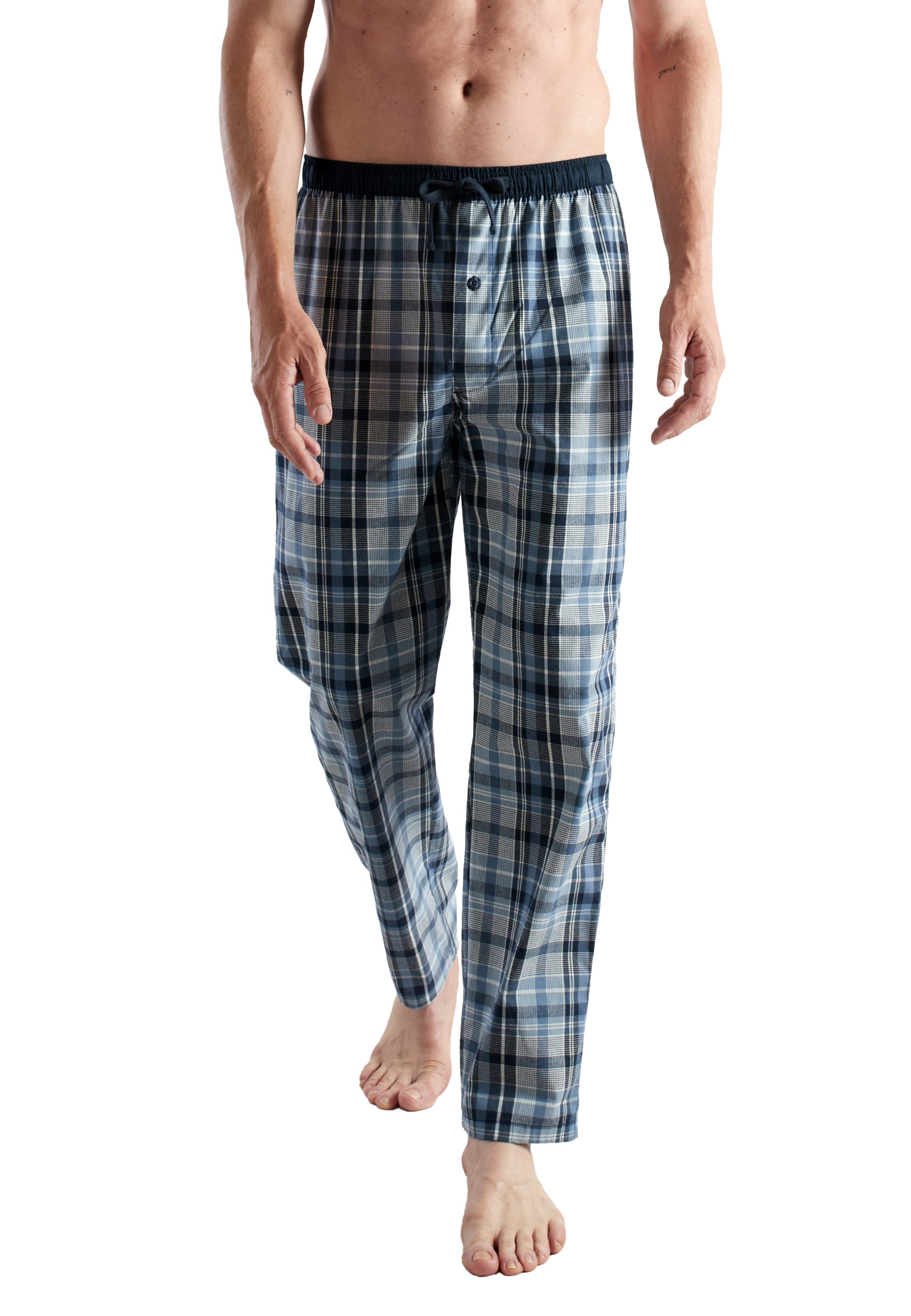 CECEBA Herren Lange-Hose blau kariert