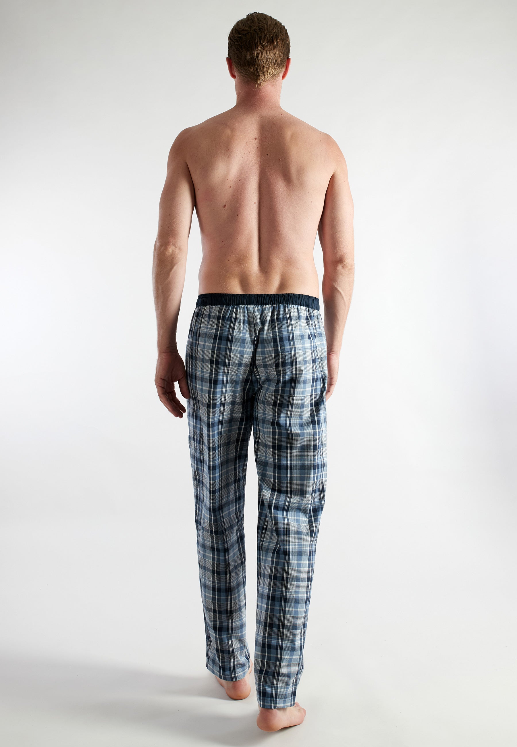 CECEBA Herren Lange-Hose blau kariert