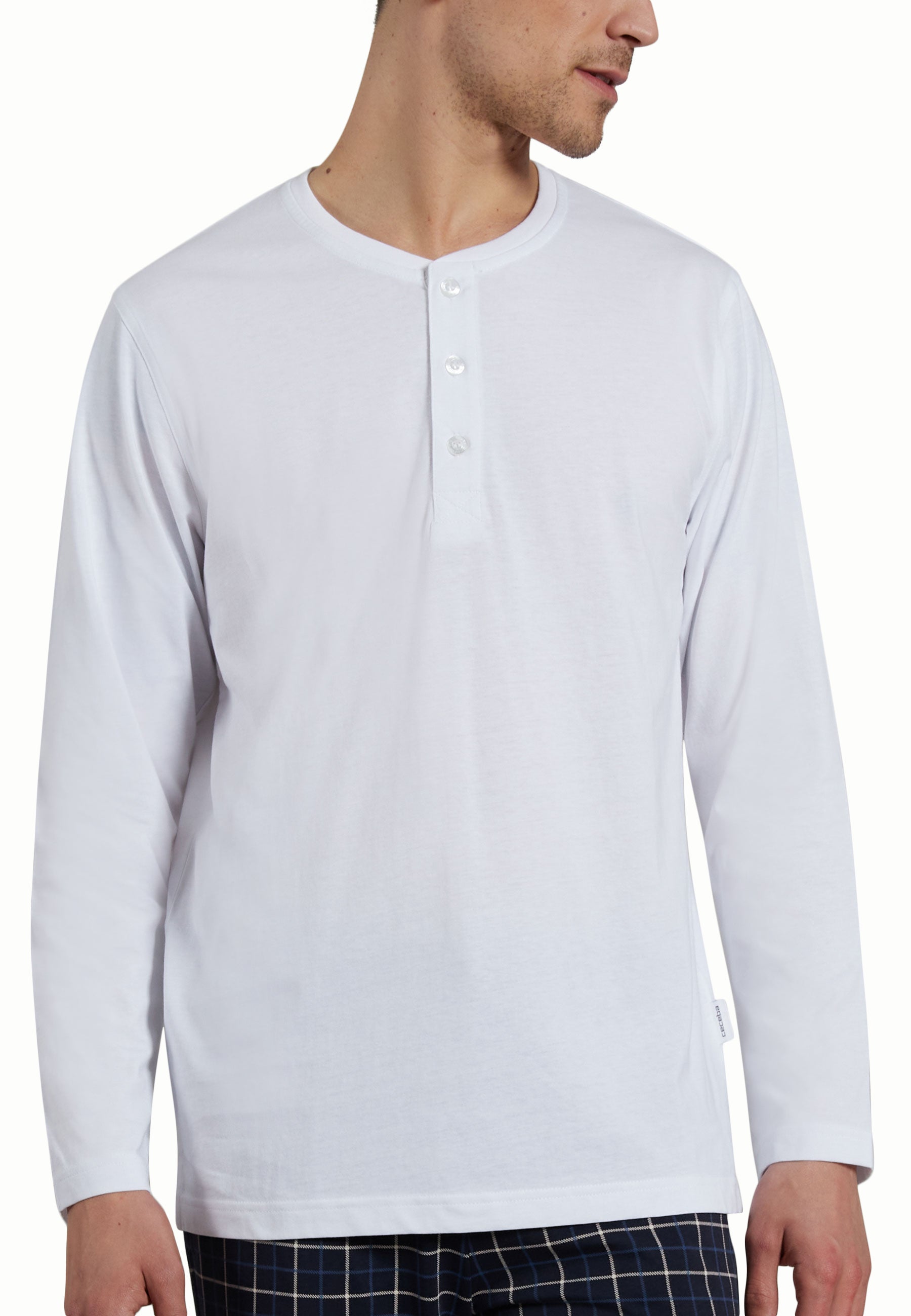 CECEBA Herren Longsleeve weiß uni
