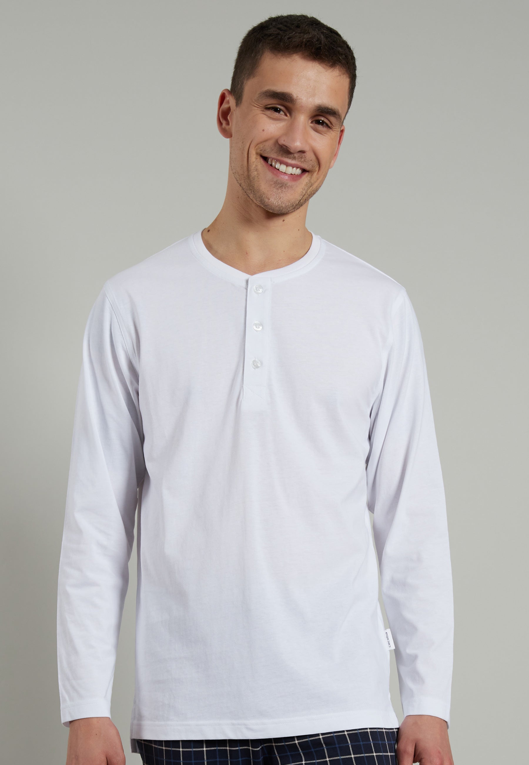 CECEBA Herren Longsleeve weiß uni