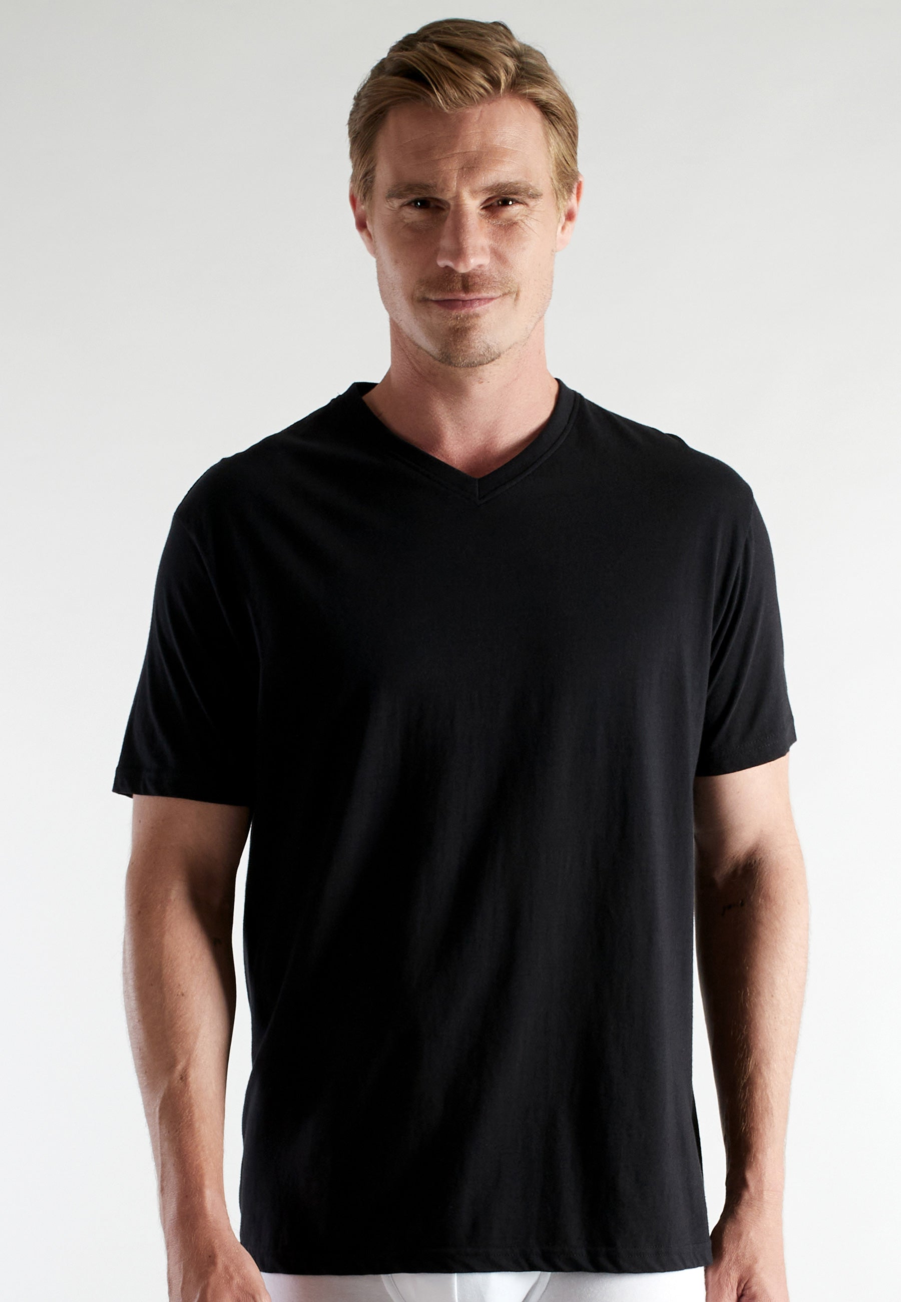 CECEBA Herren Shirt schwarz uni 2er Pack