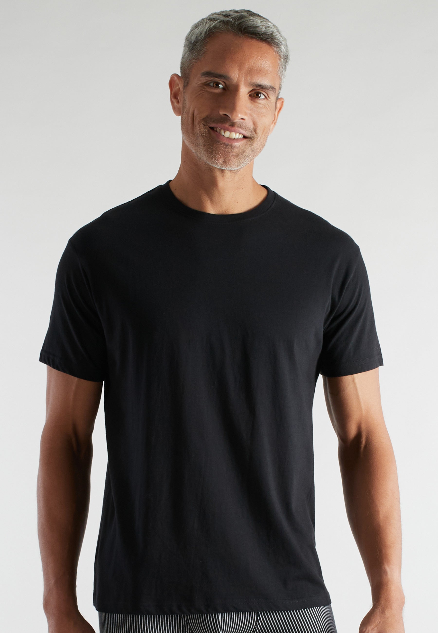 CECEBA Herren Shirt schwarz uni 2er Pack