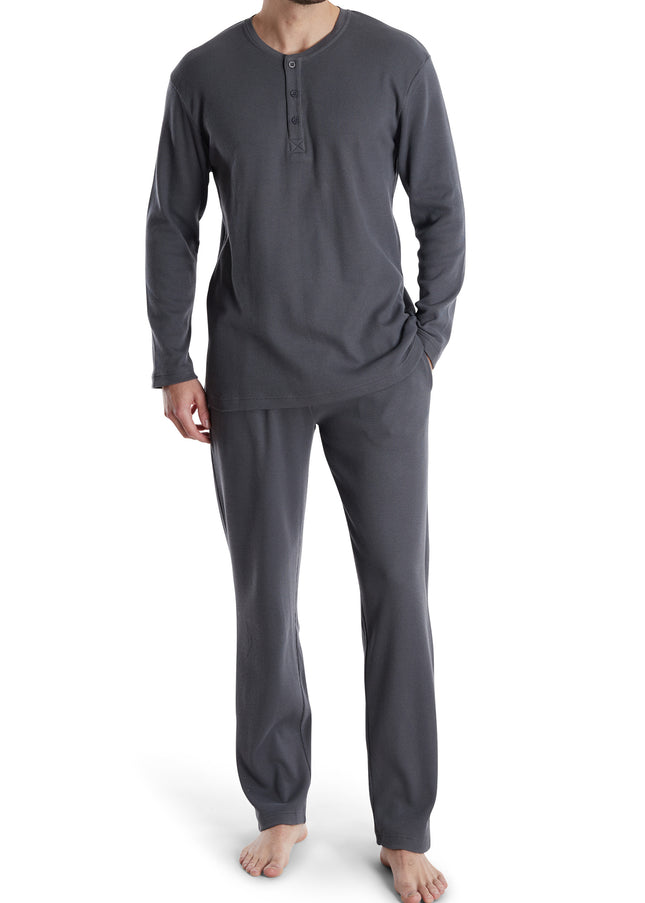 CECEBA Herren Pyjama grau uni