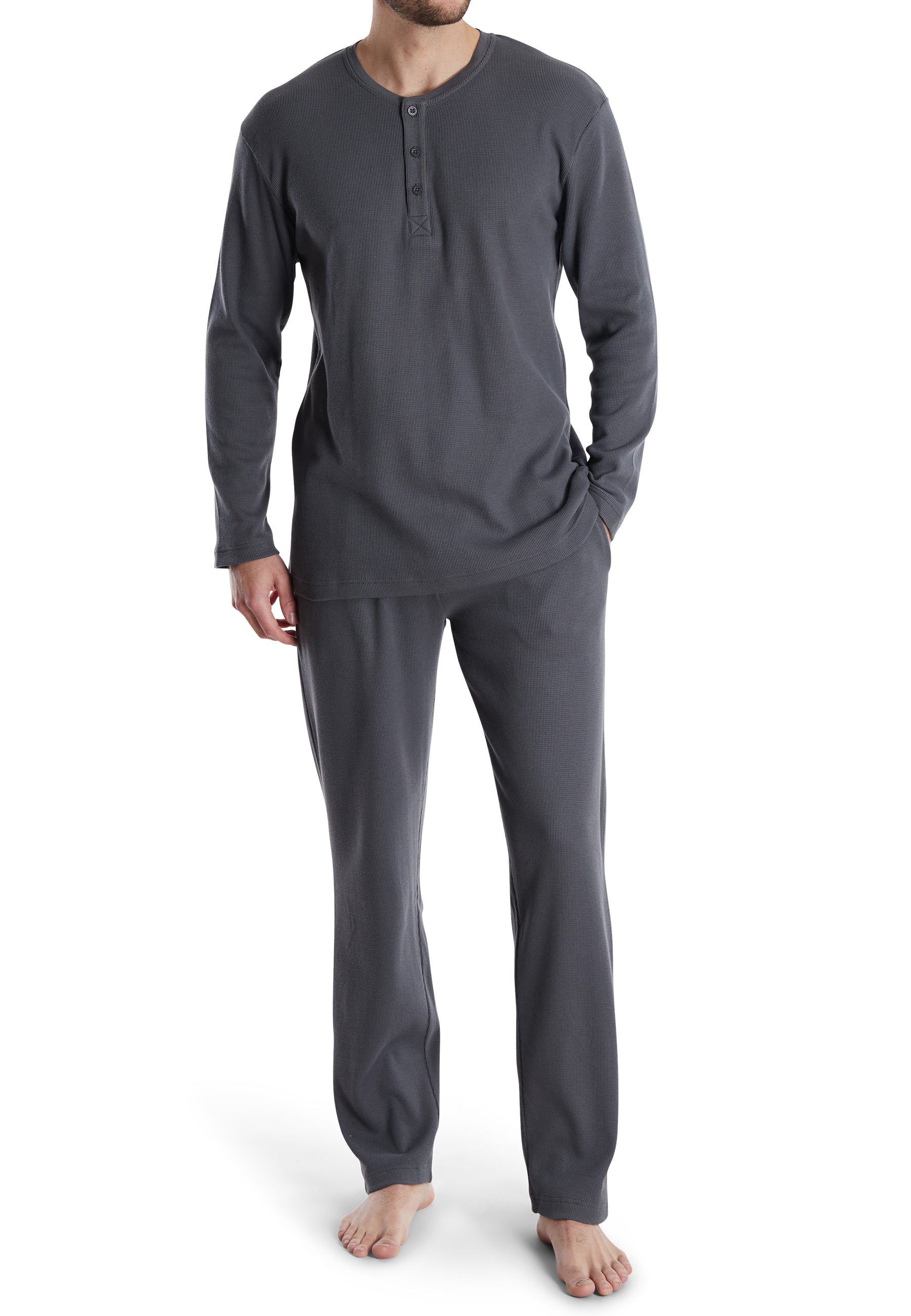 CECEBA Herren Pyjama grau uni