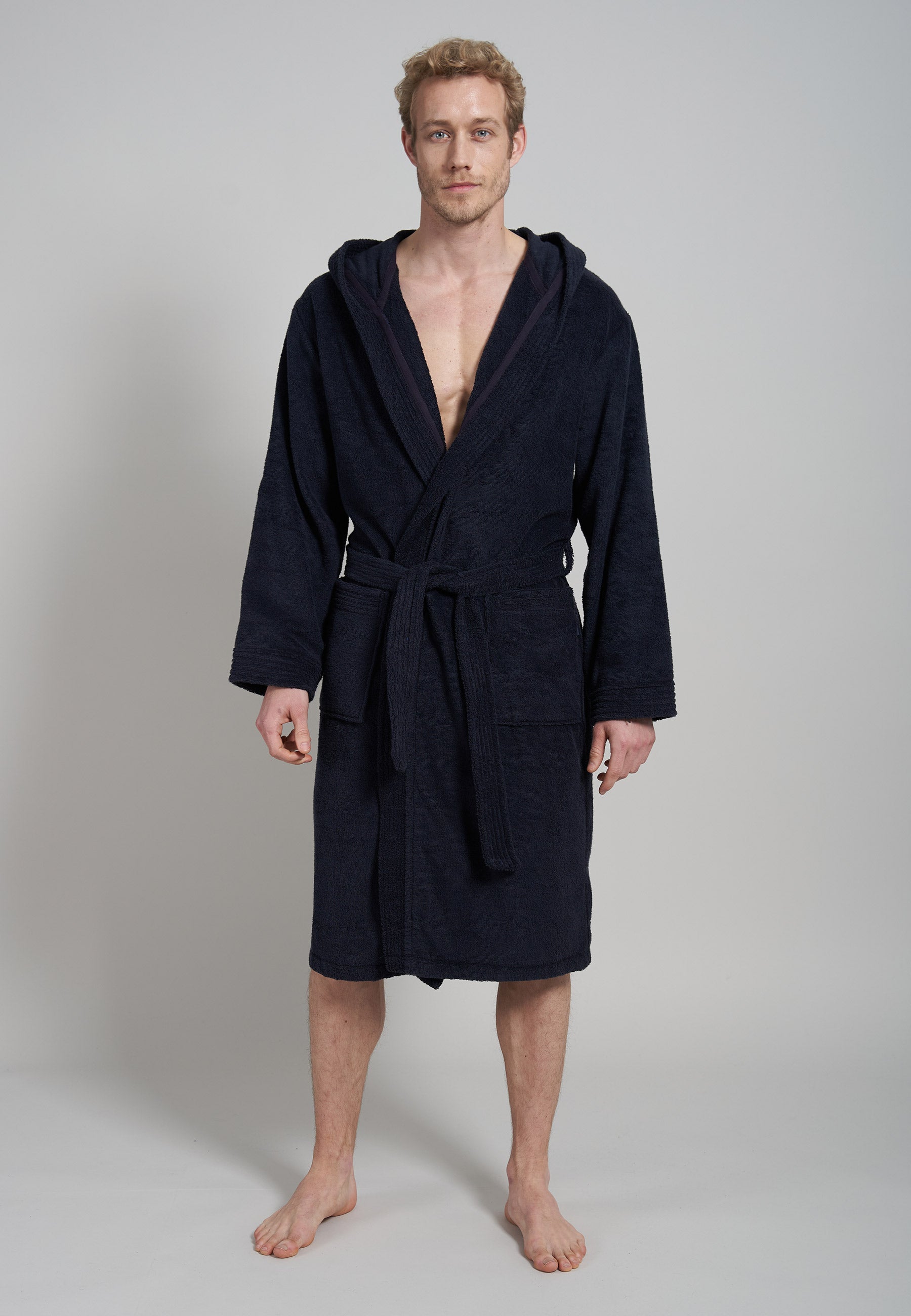 CECEBA Herren Bademantel blau uni