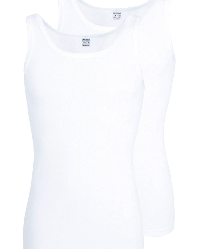 CECEBA Herren Tank-Top weiß uni 2er Pack