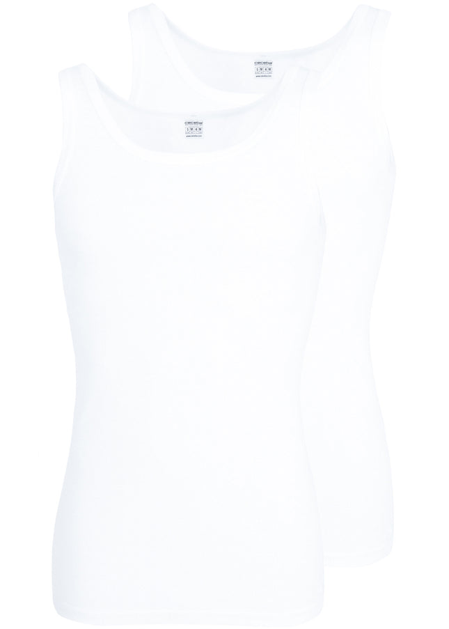 CECEBA Herren Tank-Top weiß uni 2er Pack