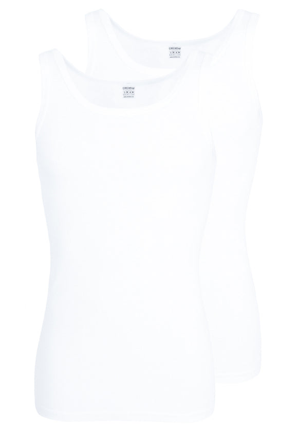 CECEBA Herren Tank-Top weiß uni 2er Pack
