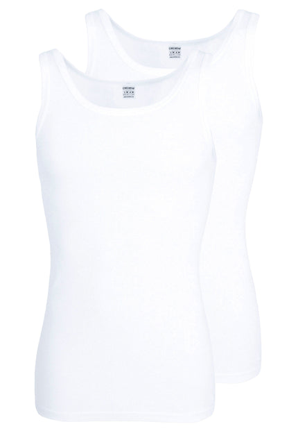 CECEBA Herren Tank-Top weiß uni 2er Pack