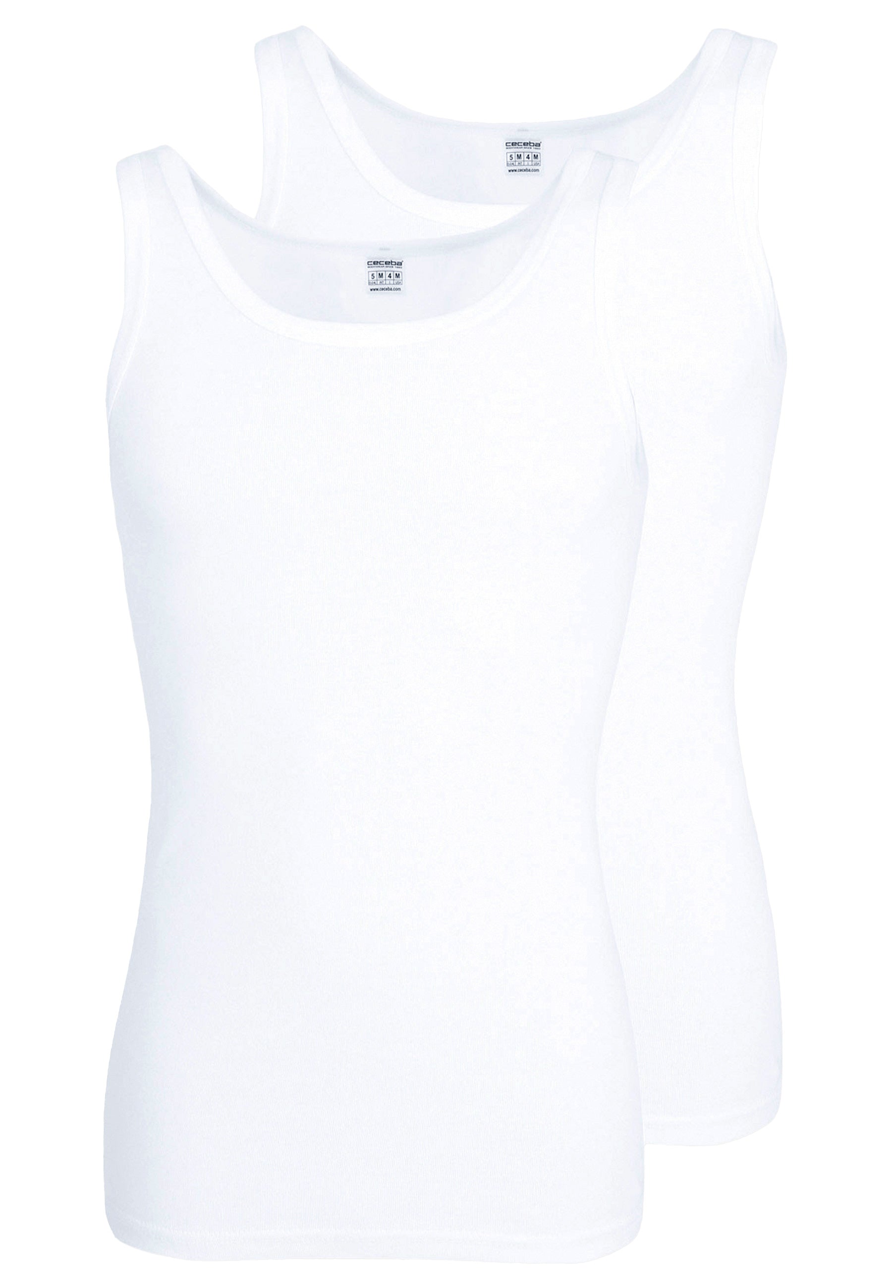 CECEBA Herren Tank-Top weiß uni 2er Pack