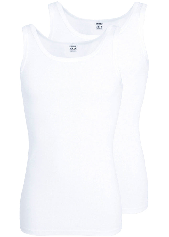 CECEBA Herren Tank-Top weiß uni 2er Pack