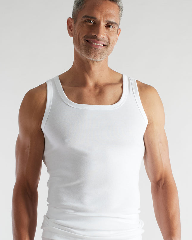 CECEBA Herren Tank-Top weiß uni 2er Pack