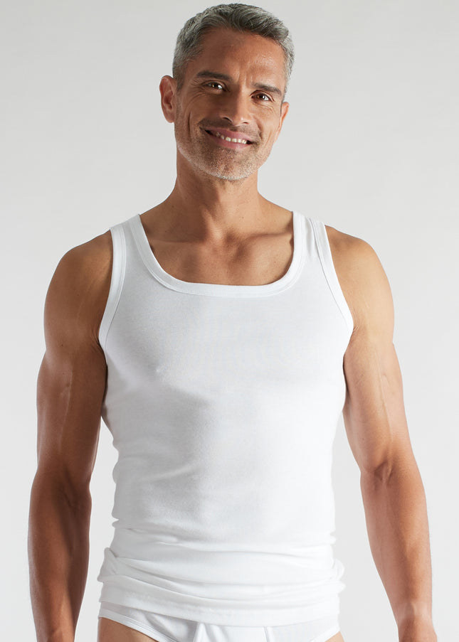 CECEBA Herren Tank-Top weiß uni 2er Pack