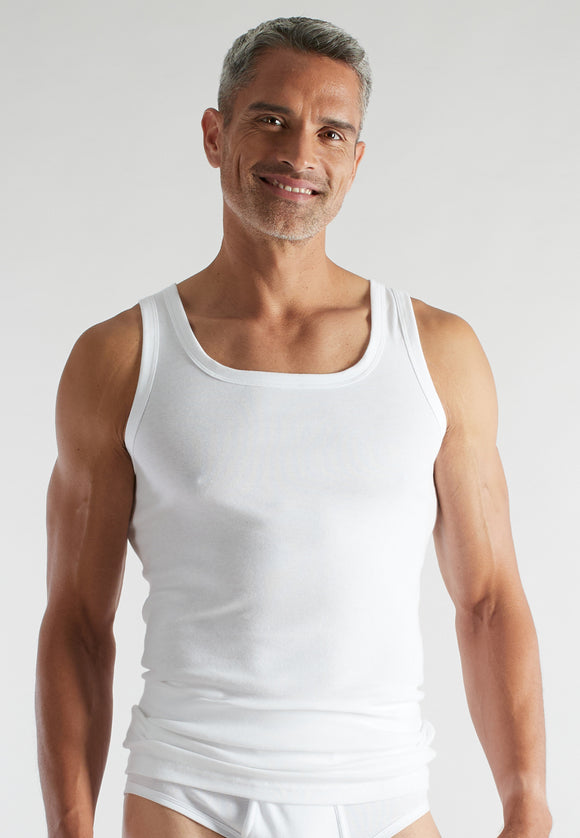 CECEBA Herren Tank-Top weiß uni 2er Pack