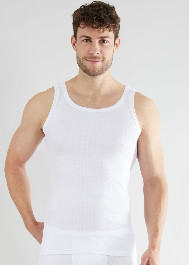CECEBA Herren Tank-Top weiß uni 2er Pack