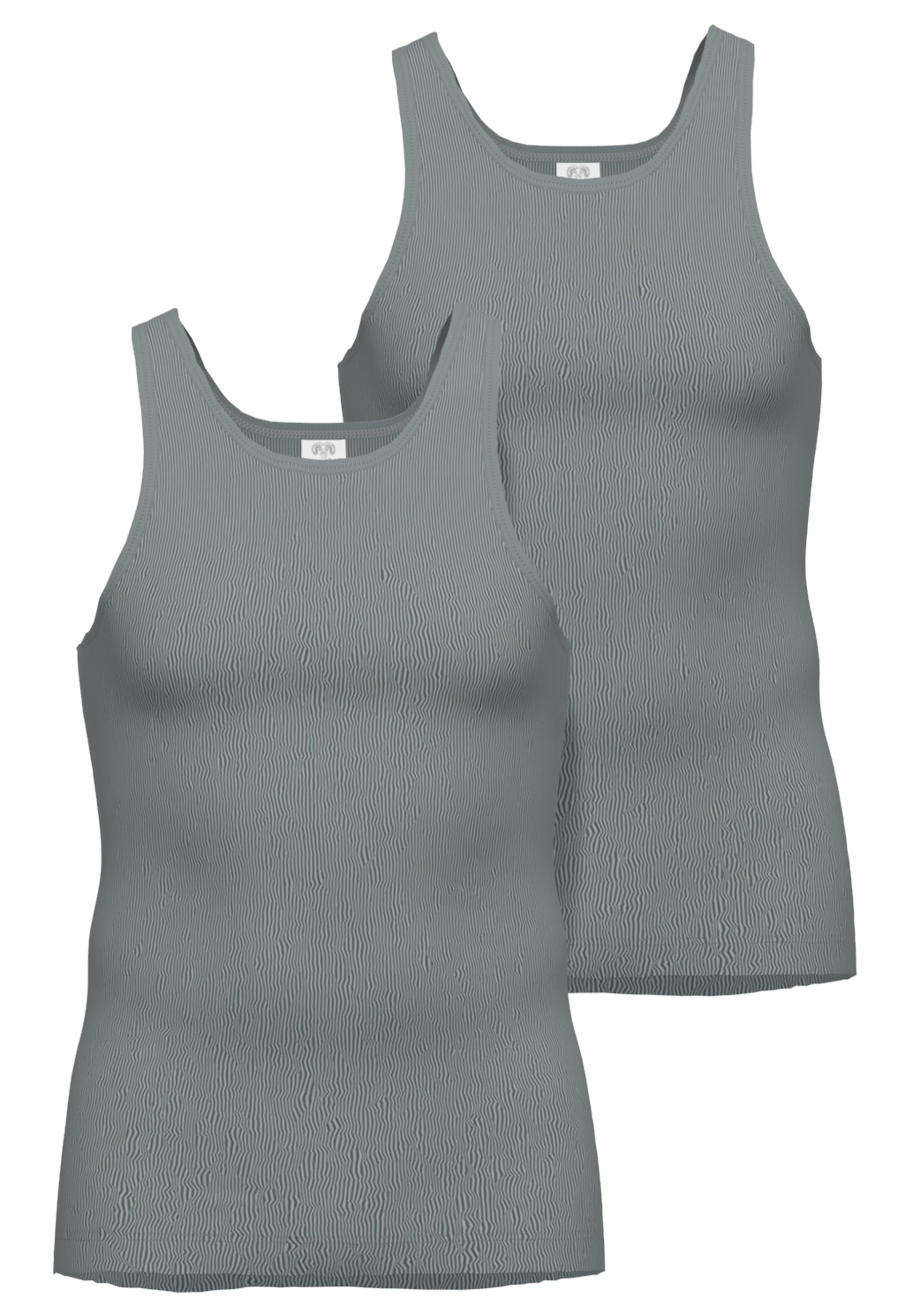 CECEBA Herren Tank-Top grau uni 2er Pack