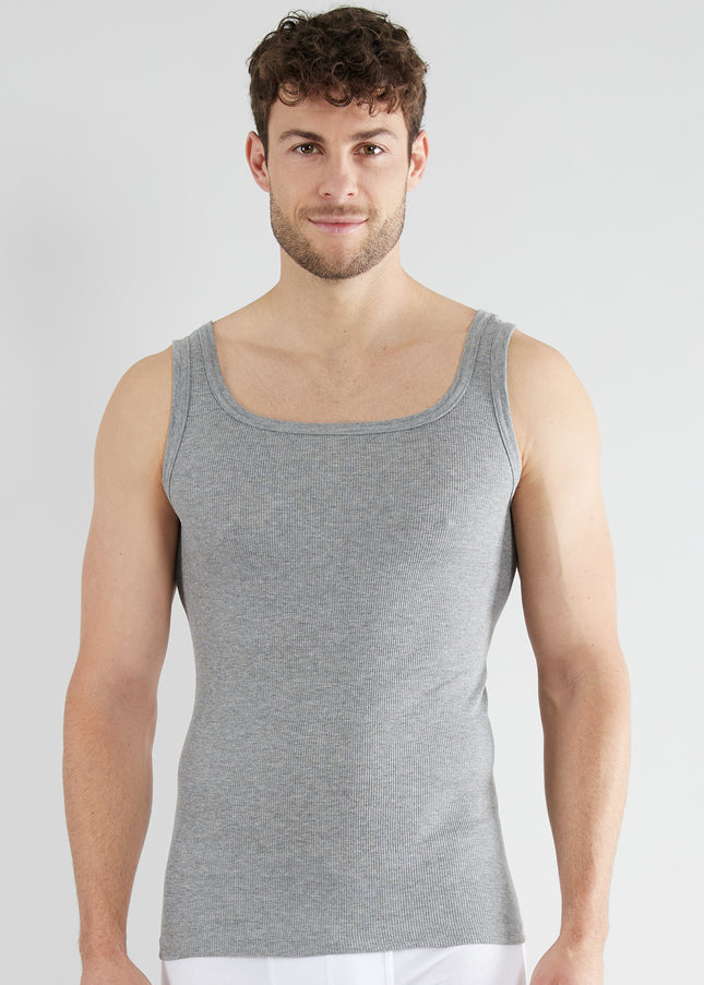 CECEBA Herren Tank-Top grau uni 2er Pack