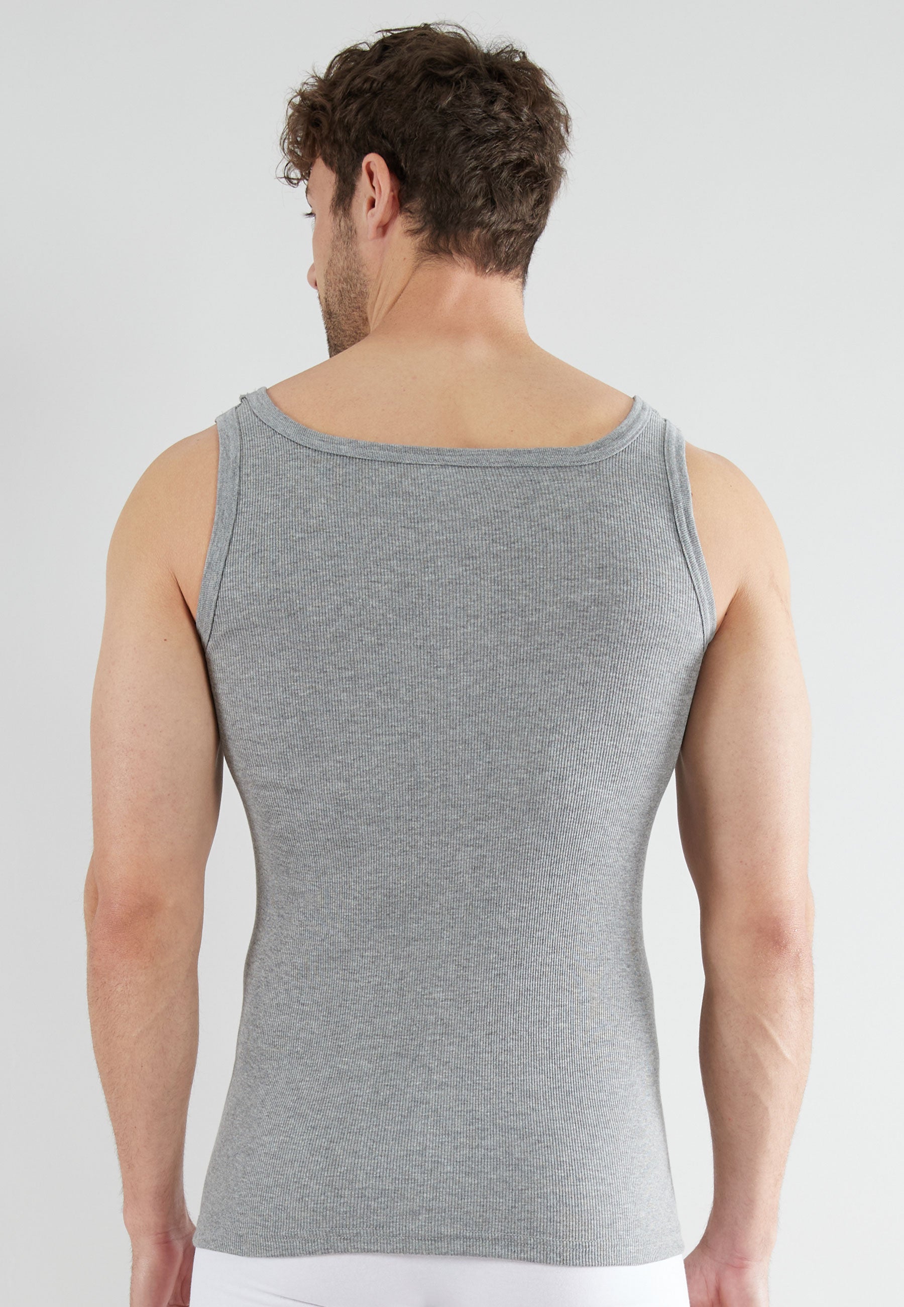 CECEBA Herren Tank-Top grau uni 2er Pack